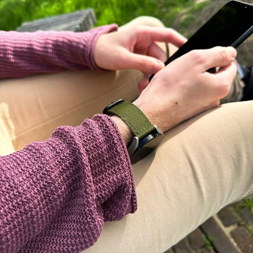 Bracelet nylon con hebilla Fossil Gen 4 Explorist HR (verde)