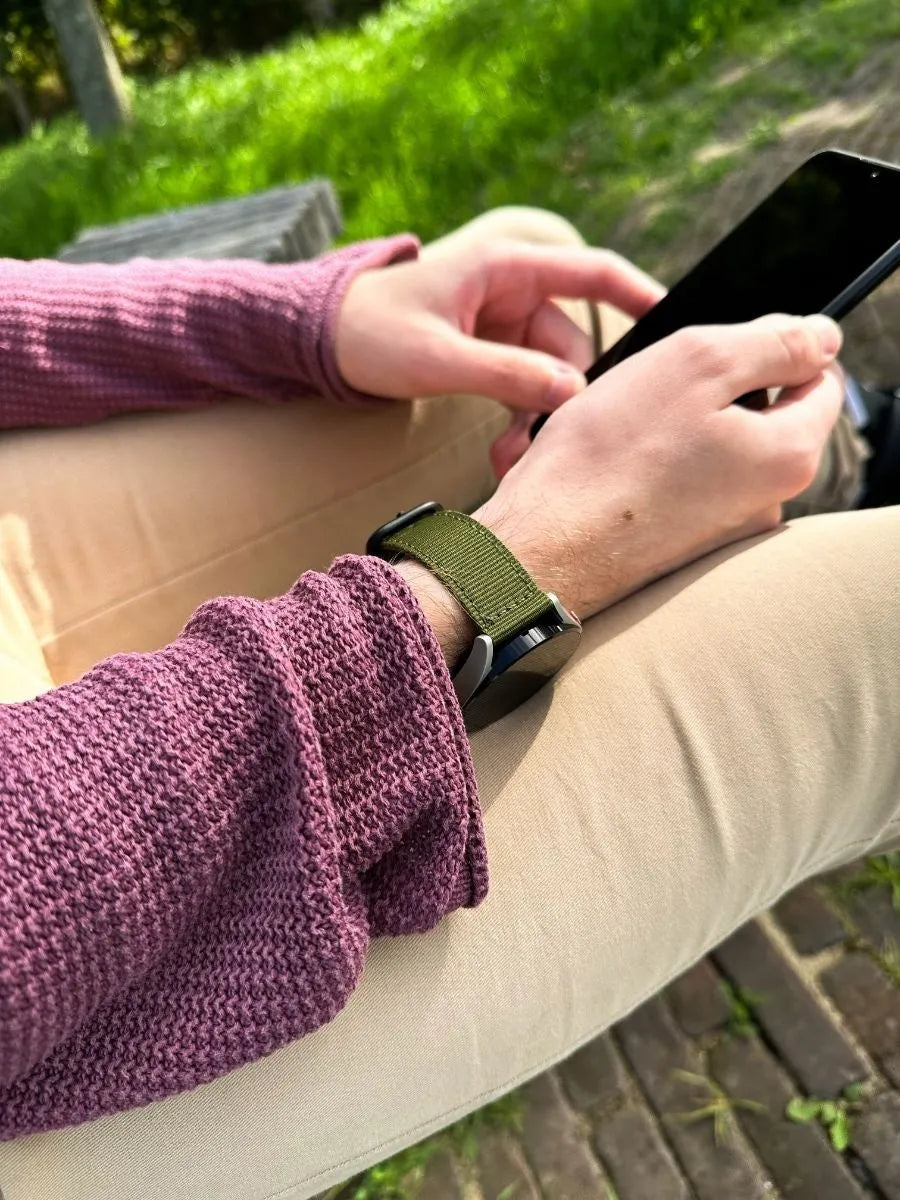 Bracelet nylon con hebilla Fossil Gen 4 Explorist HR (verde)
