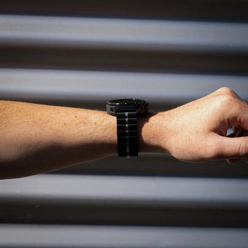 Premium Metal Strap, black/silver, lifestyle photo