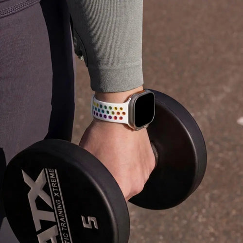 Correa deportiva Apple Watch (blanco/arcoíris)