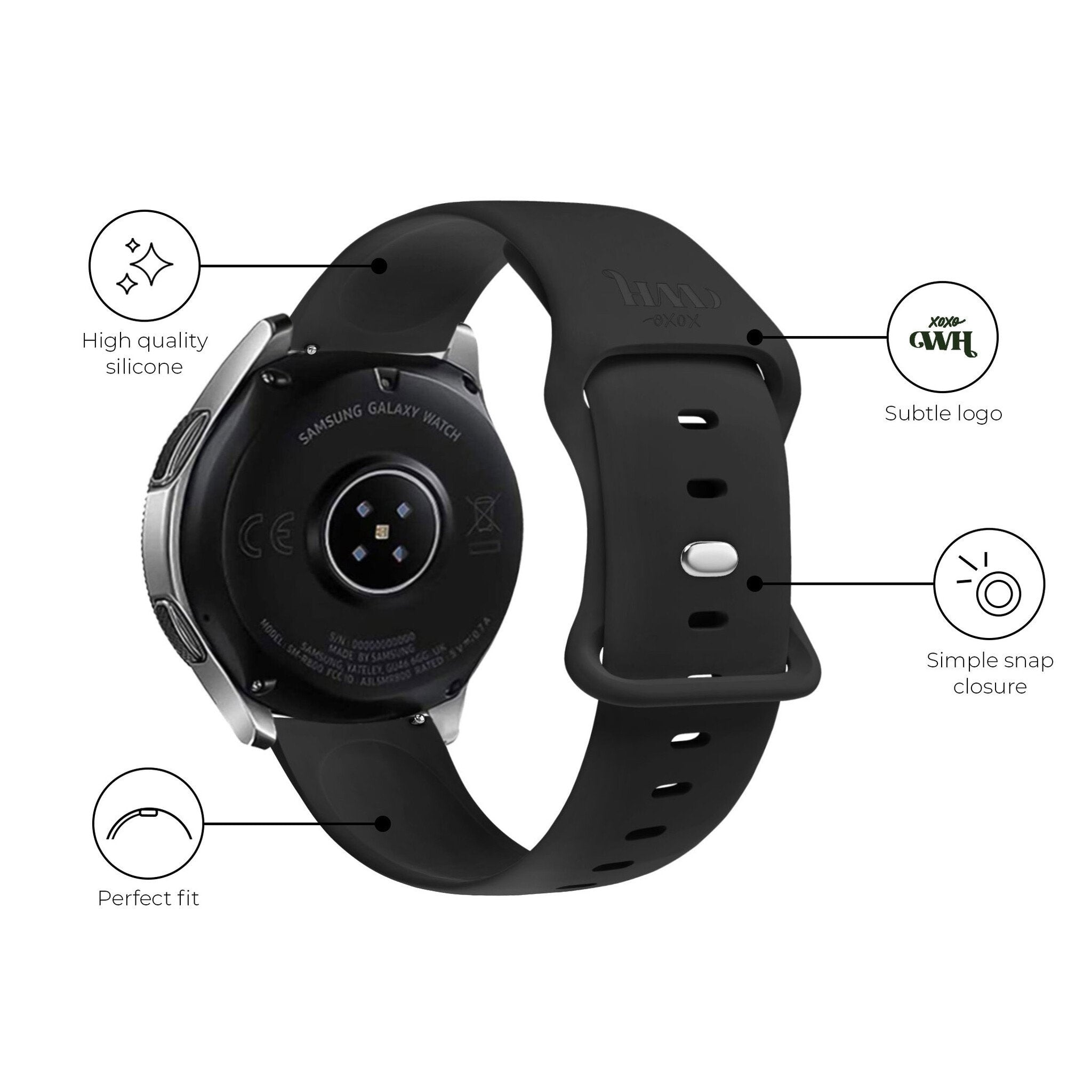Correa silicona xoxo Wildhearts Samsung Galaxy Watch 5 Pro (negro)