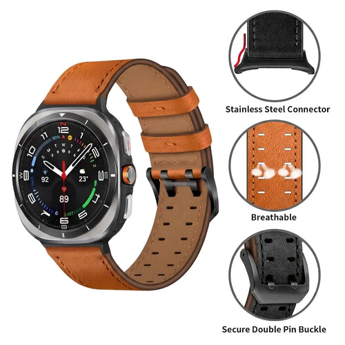 Correa cuero con doble pasador Samsung Galaxy Watch Ultra (naranja)