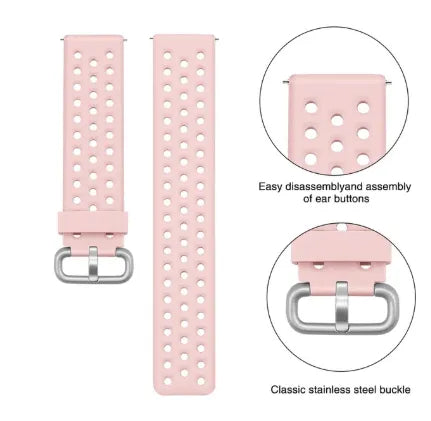 Breathable Silicone Strap, pink, infographic (USP banner)