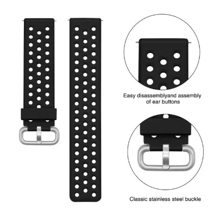 Breathable Silicone Strap, black, infographic (USP banner)