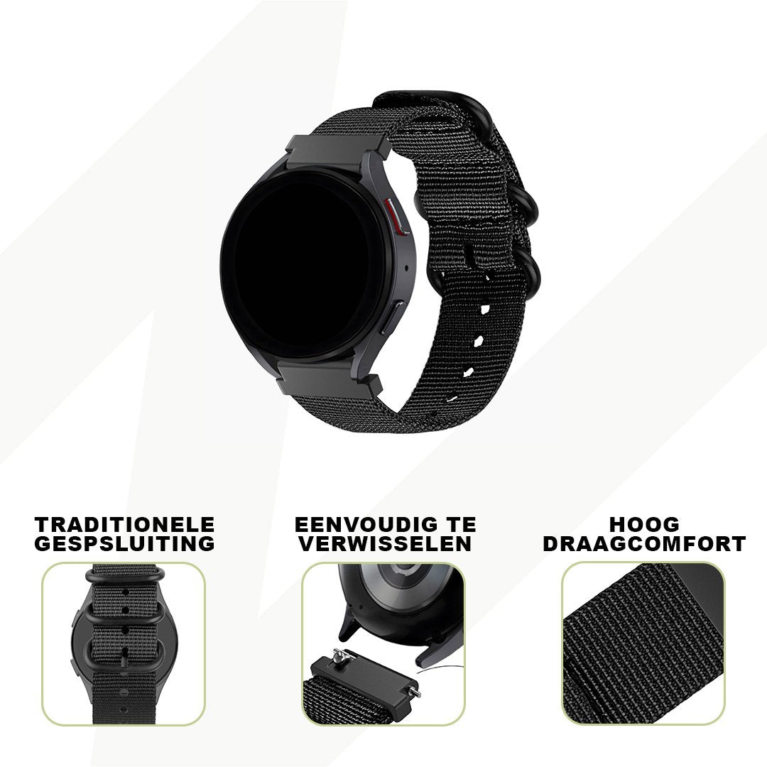 Bandz Correa nylon con hebilla Garmin Vivoactive 3 (negro)