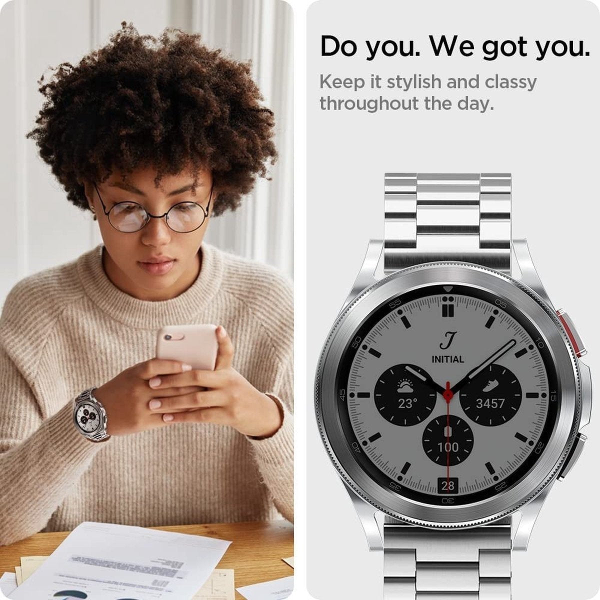 Spigen Correa acero Samsung Galaxy Watch 4 40mm (plateado)