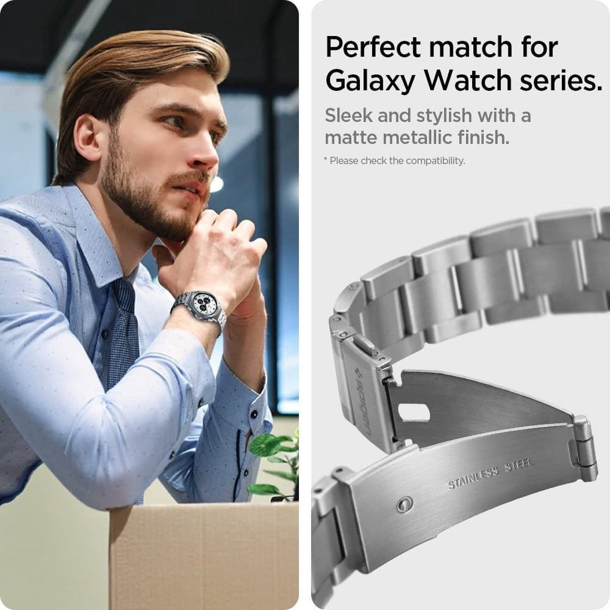Spigen Correa acero Samsung Galaxy Watch 4 40mm (plateado)