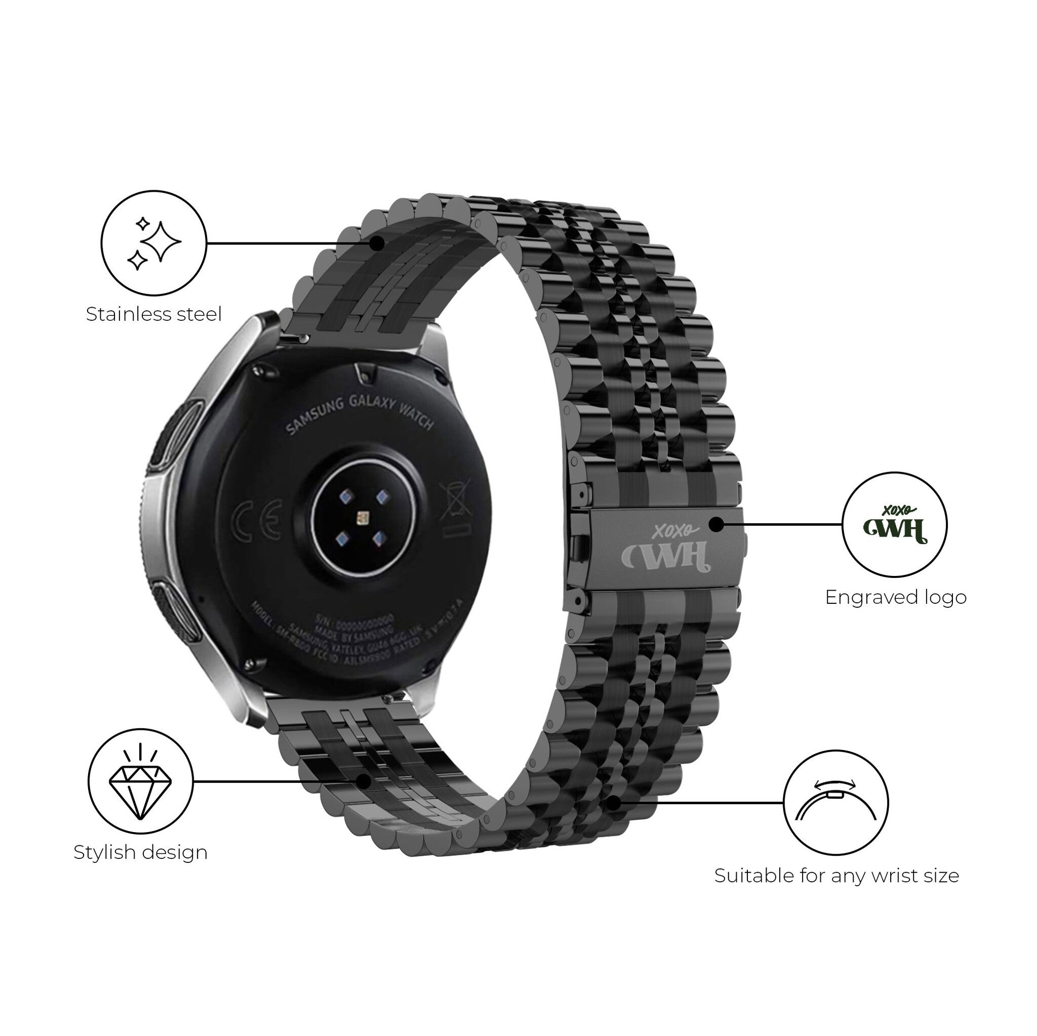 Correa acero xoxo Wildhearts Samsung Galaxy Watch 3 41mm (negro)