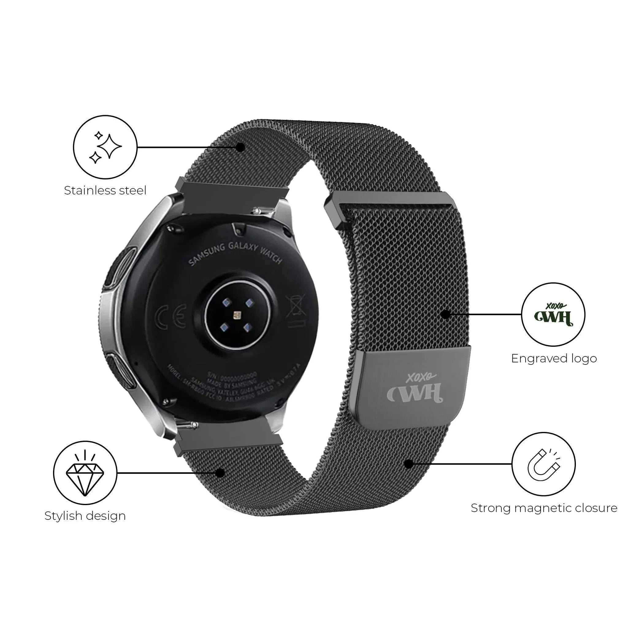 Correa milanesa xoxo Wildhearts Amazfit GTR 3 Pro (negro)
