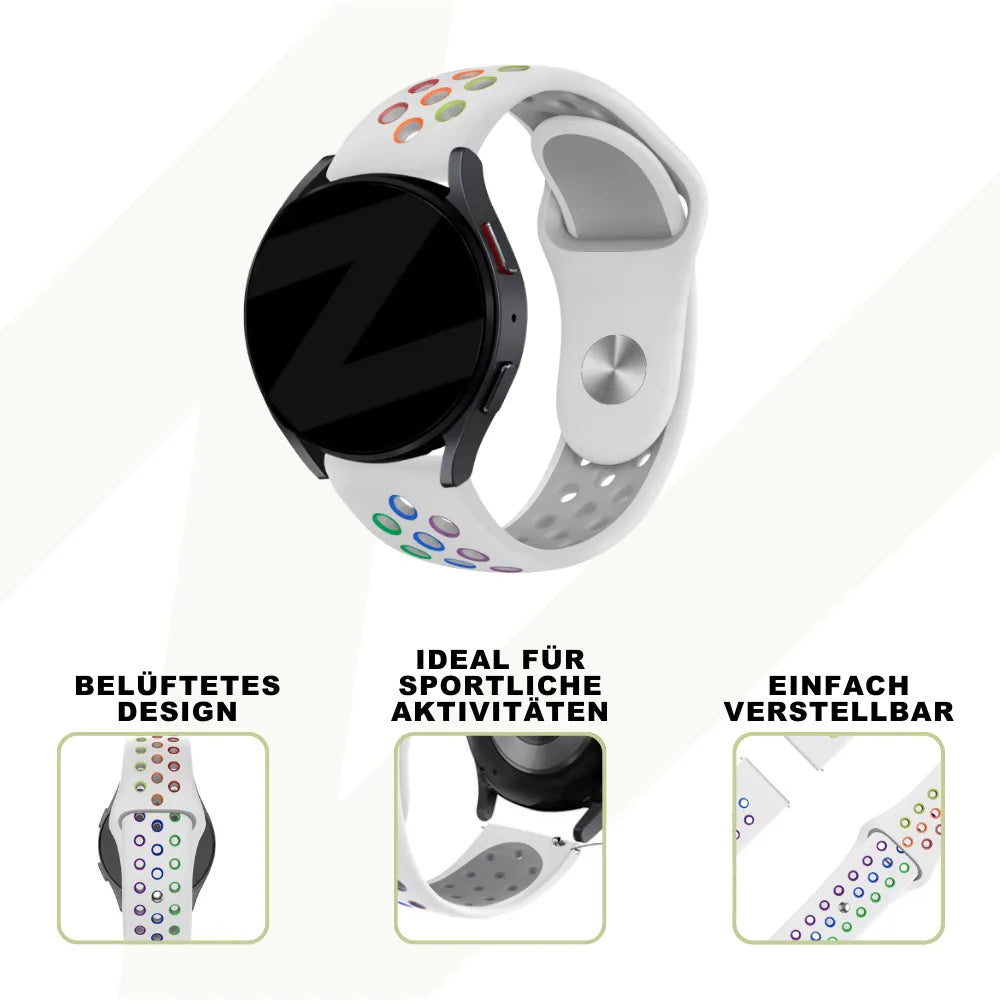 Silicone Sport Strap 'Deluxe', white/colourful, promotional banner