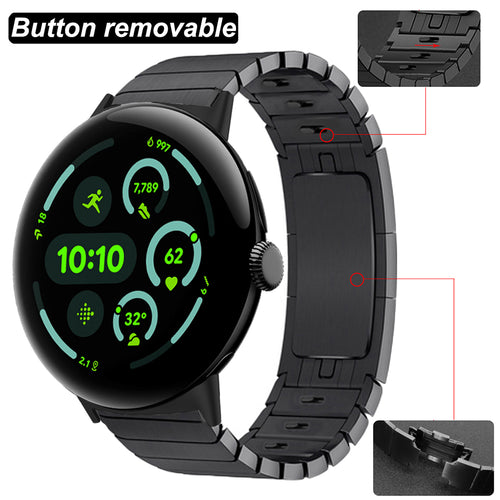 Google Pixel Watch 4 - 45mm Premium Metal Link Strap (Black)