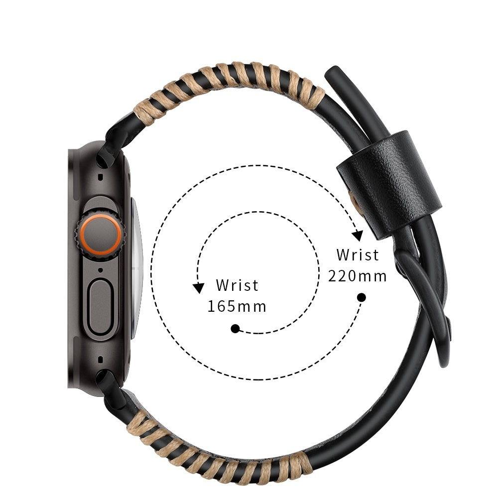 Correa cuero cosida Apple Watch Ultra (negro)