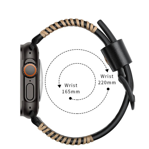Correa de cuero cosida Apple Watch (negra)