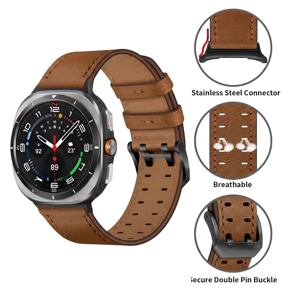 Samsung Galaxy Watch Ultra 2 Double Pin Leather Strap (Brown)