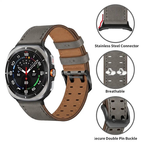 Samsung Galaxy Watch Ultra Double Pin Leather Strap (Grey)
