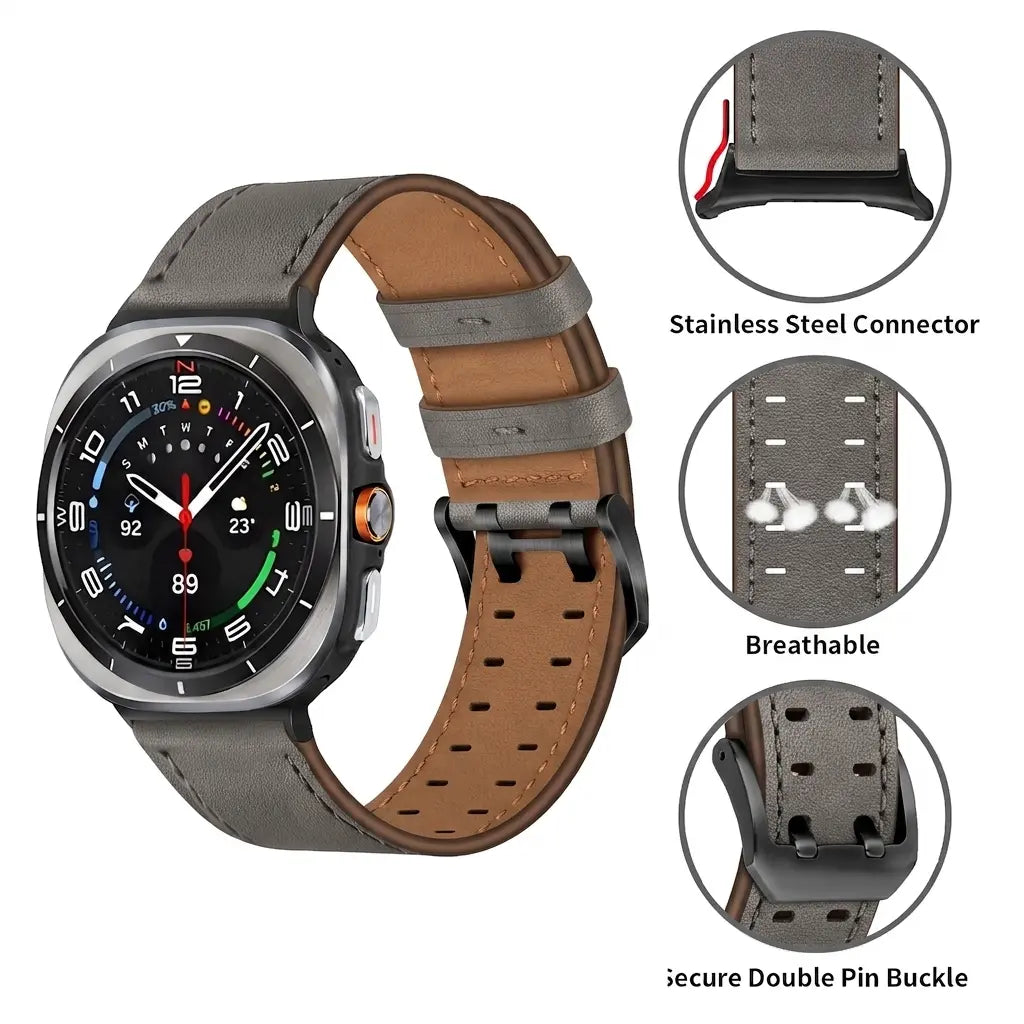 Samsung Galaxy Watch Ultra Double Pin Leather Strap (Grey)