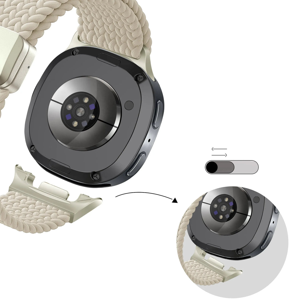 Bandz Correa trenzada magnética Samsung Galaxy Watch 9 - 44mm (blanco estrella)