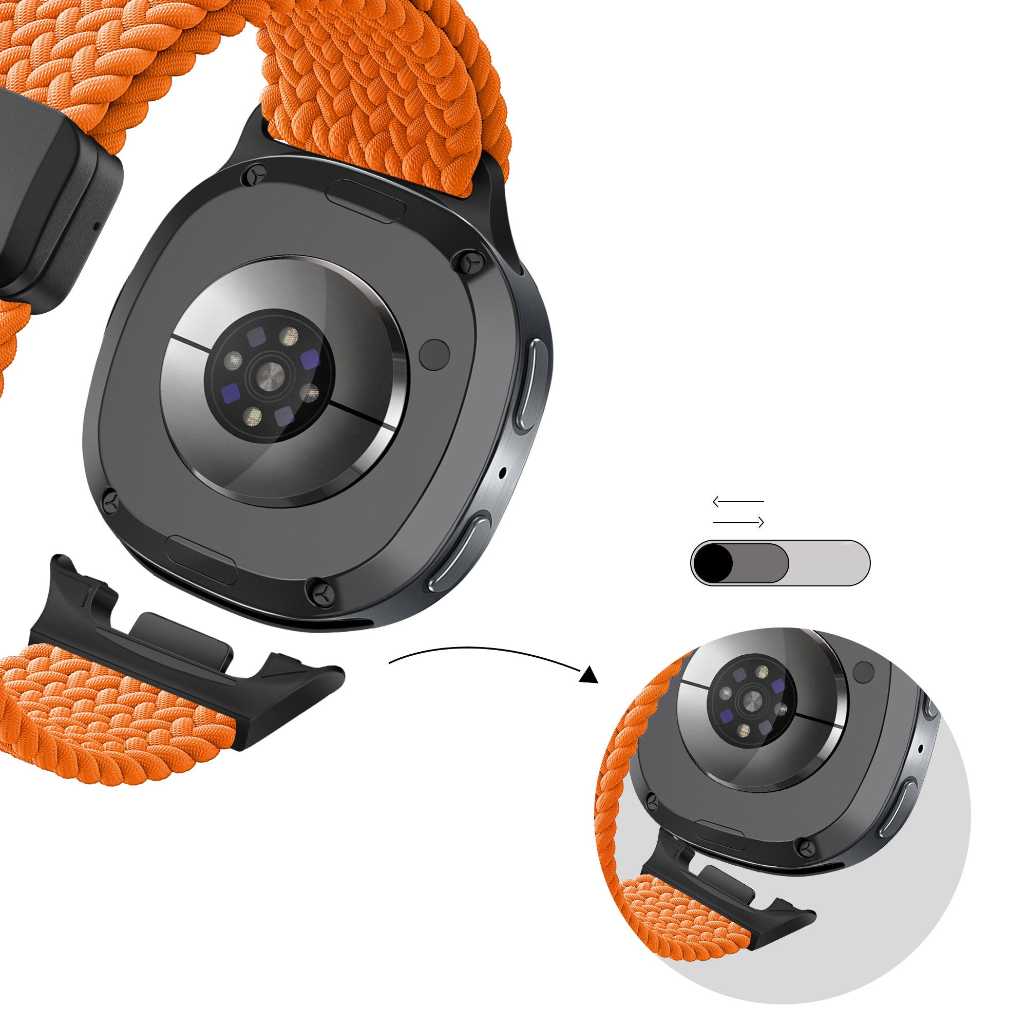 Bandz Samsung Galaxy Watch 8 - 40mm Magnetic Braided Strap (Orange)