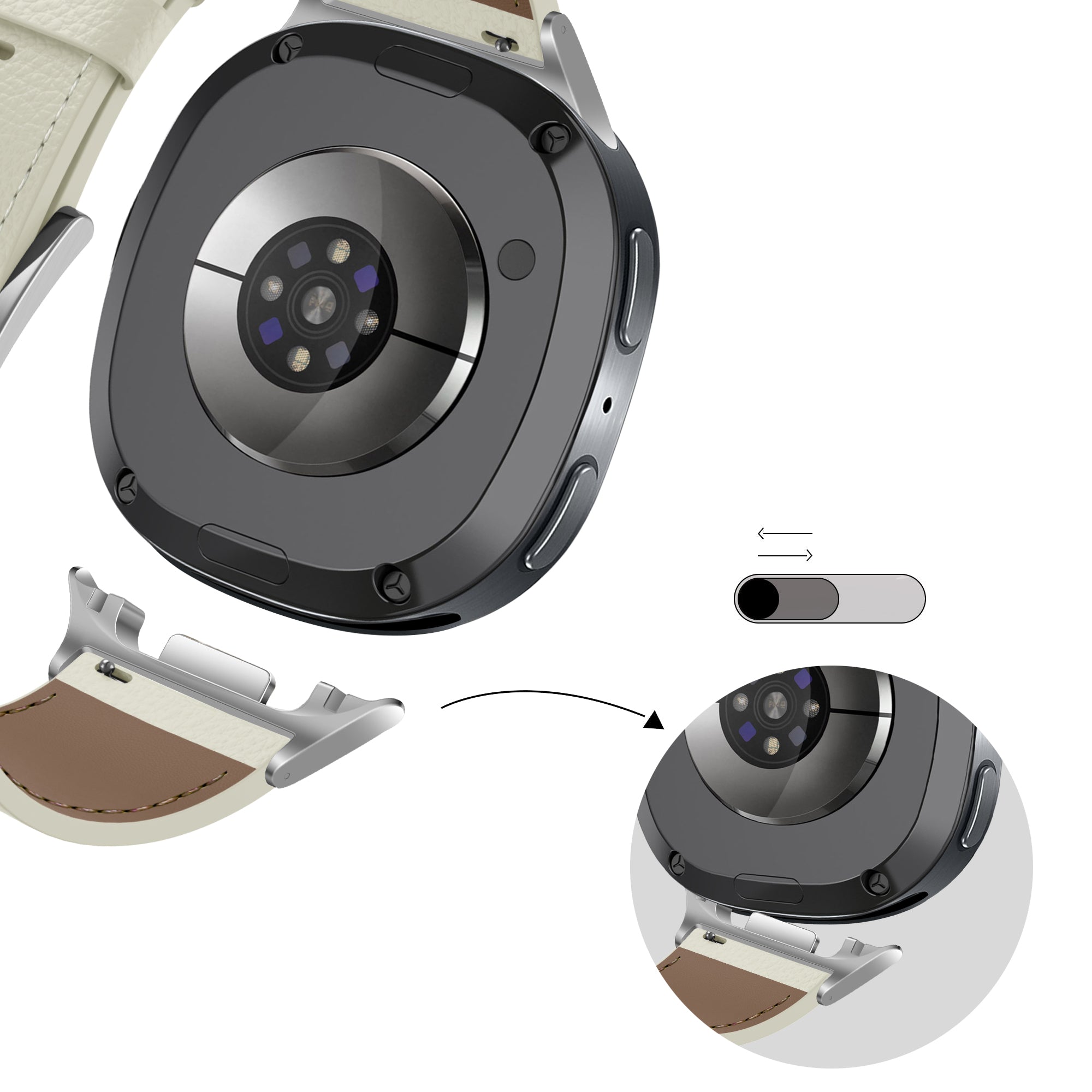 Bandz Correa cuero 'Deluxe' Samsung Galaxy Watch 8 Classic (beige claro)