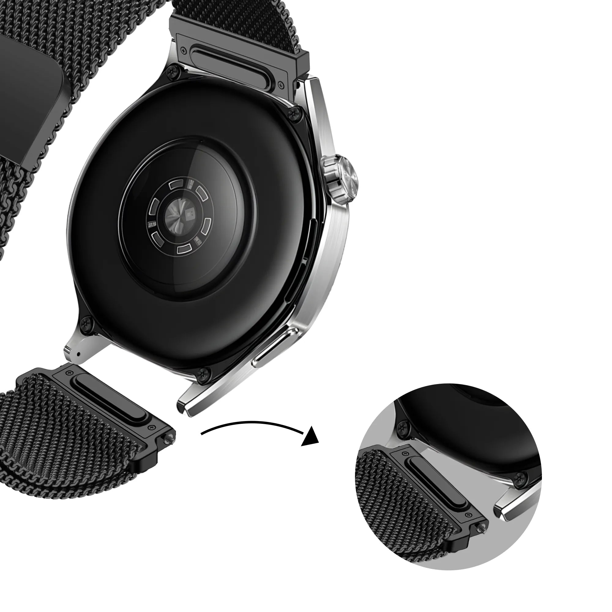 Bandz Correa milanesa 'One Push' Huawei Watch GT 6 Pro 46mm (negro)