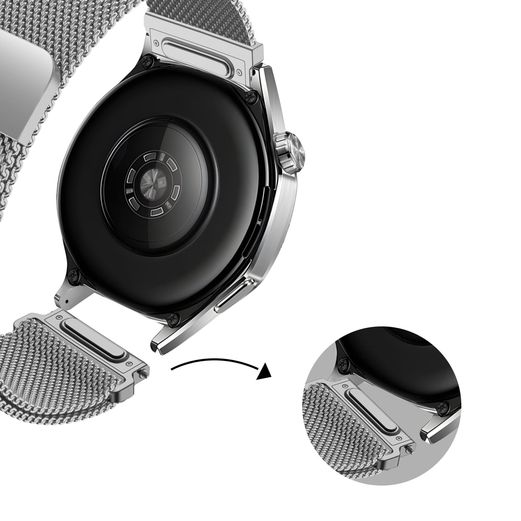 Bandz Correa milanesa 'One Push' Xiaomi Mi Watch ((plateado)