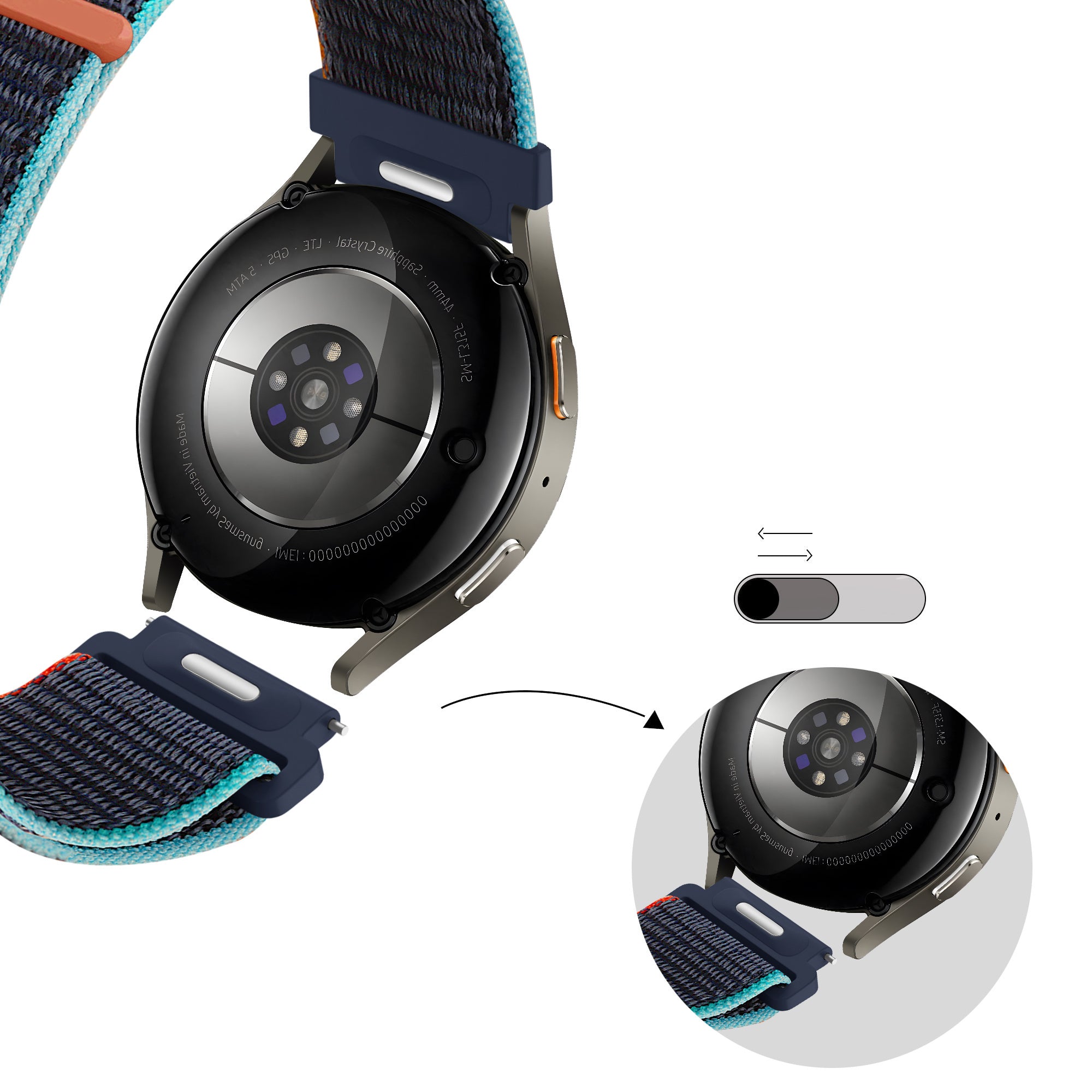 Bandz Correa nylon 'Easy Fit' Samsung Galaxy Watch 7 - 44mm (azul oscuro mix)