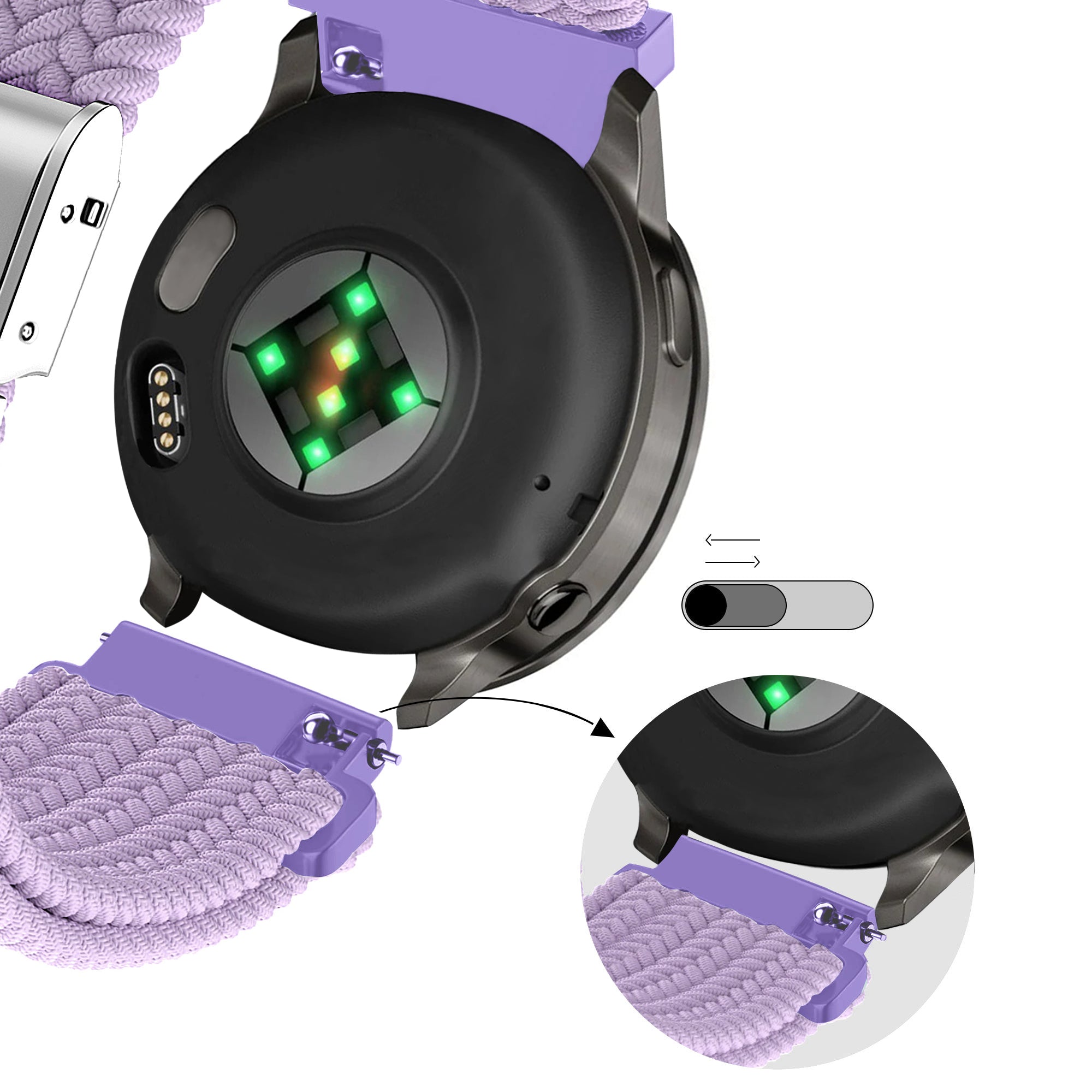 Bandz Correa nylon tejida Garmin Forerunner 170 (púrpura claro)