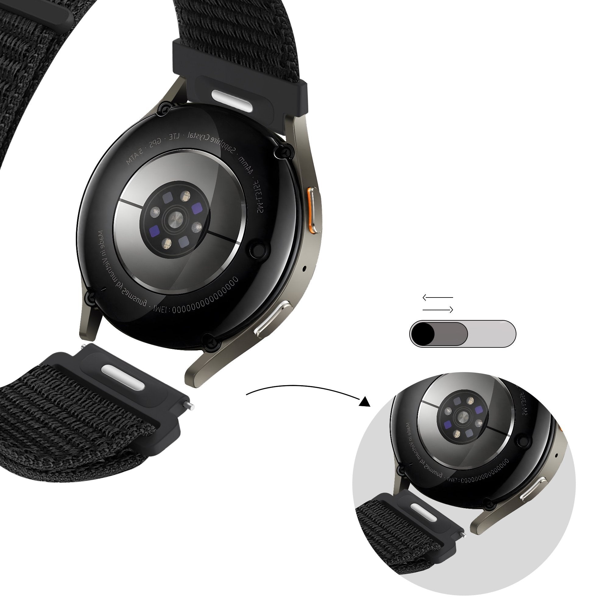 Bandz Correa nylon 'Easy Fit' Samsung Gear S3 (negro)