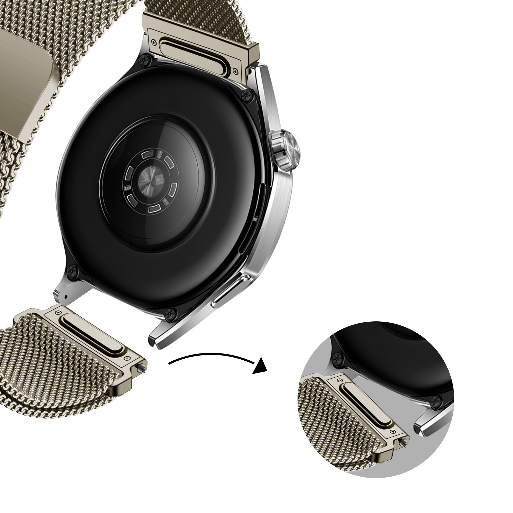 Bandz Correa milanesa 'One Push' Xiaomi Mi Watch ((titanio)