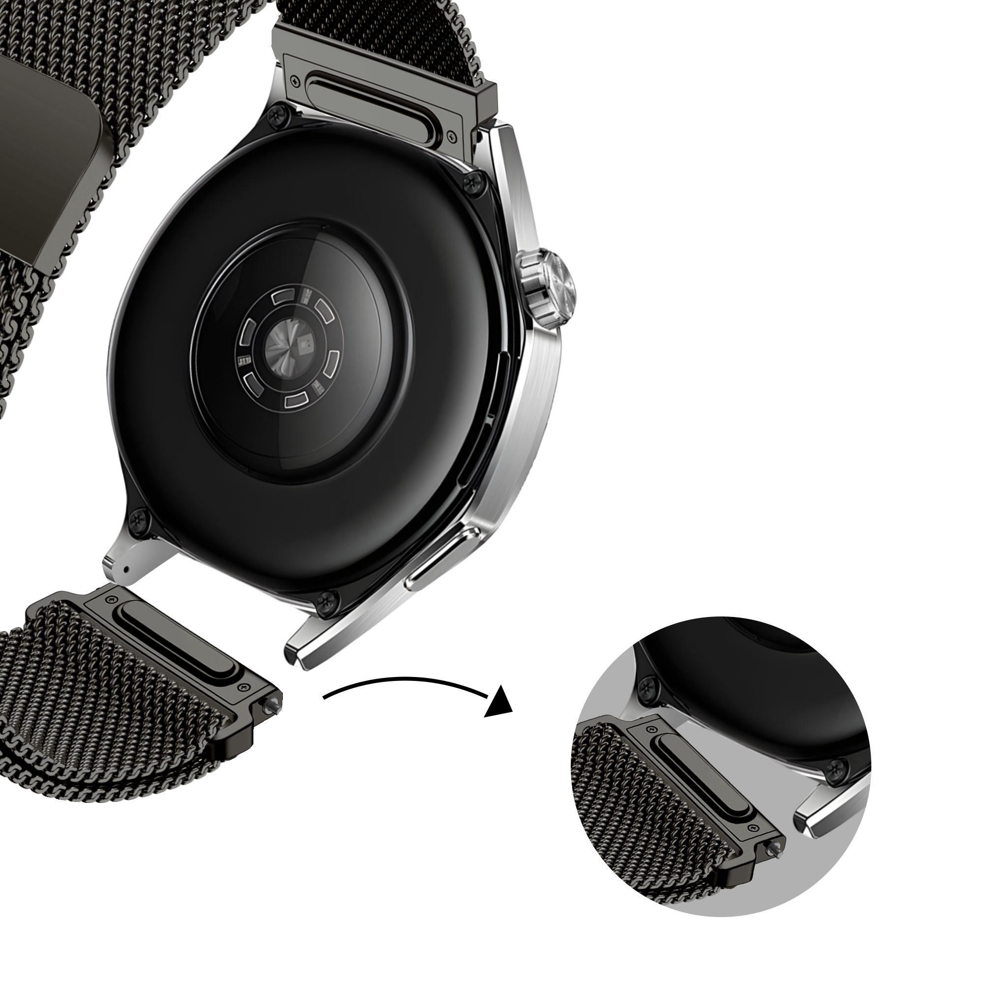 Bandz Correa milanesa 'One Push' Xiaomi Mi Watch ((gris titanio)