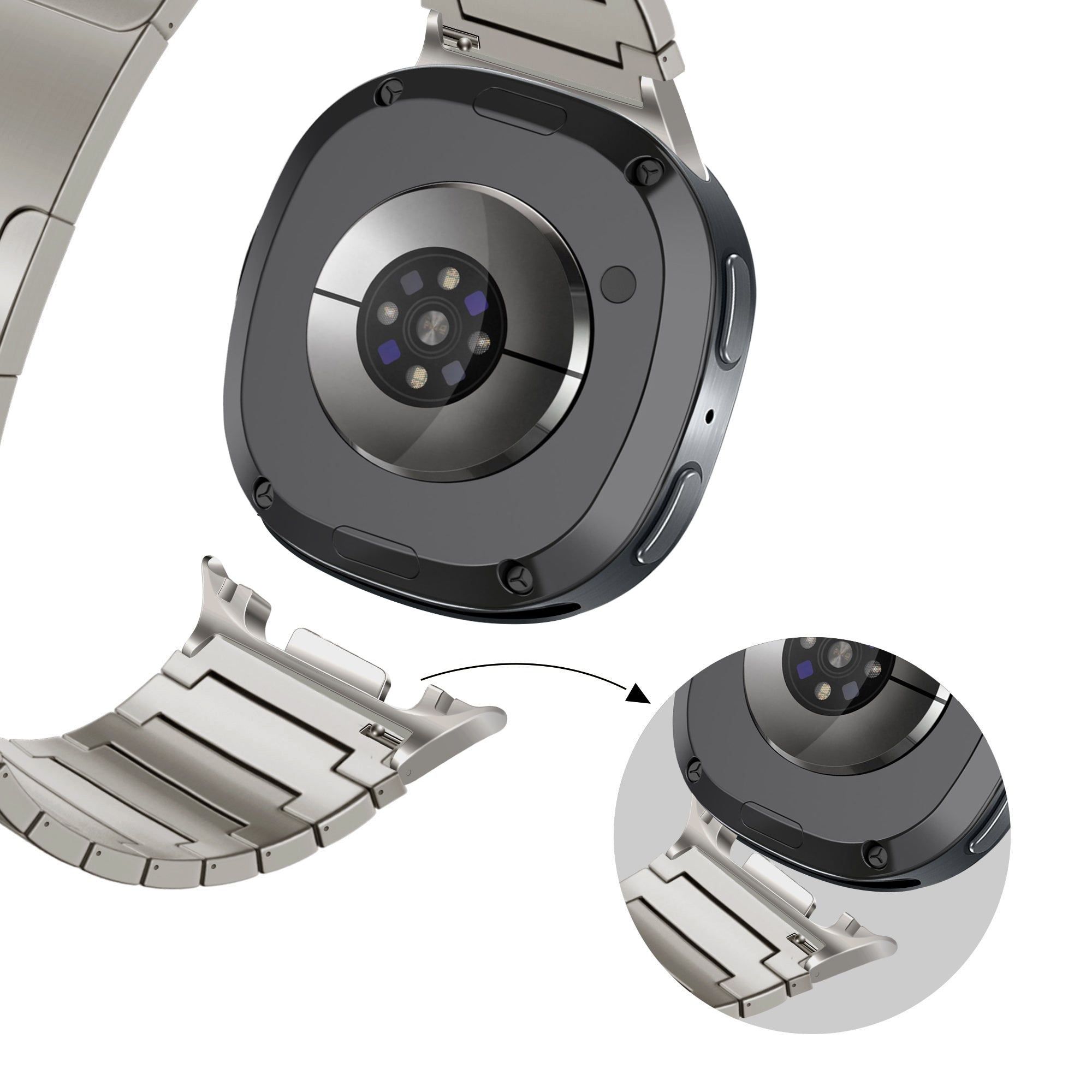 Bandz Samsung Galaxy Watch 8 Classic Titanium Strap 'One Bead' (Titanium)