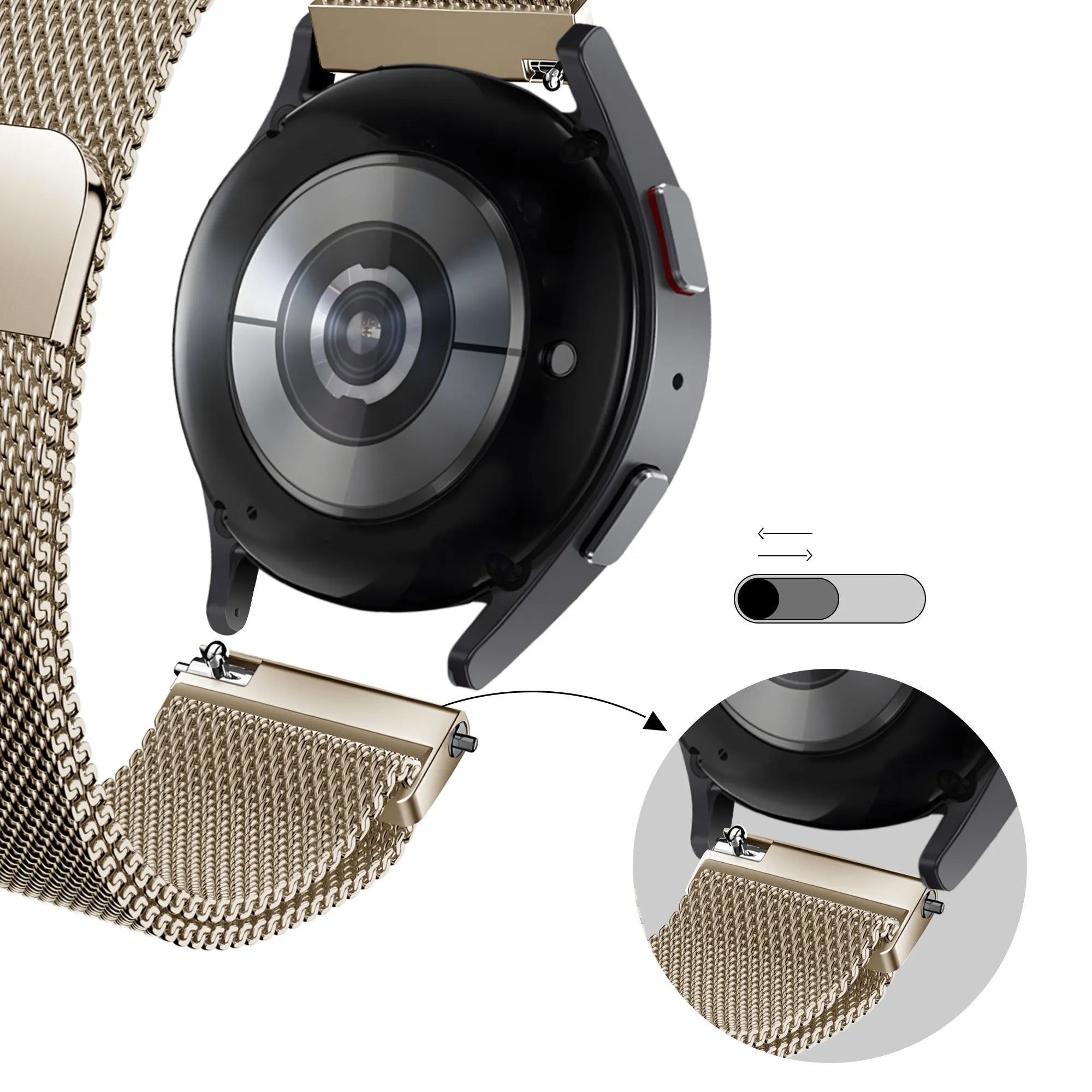 Bandz Amazfit Active 3 Premium Milanese Loop Strap (Champagne)