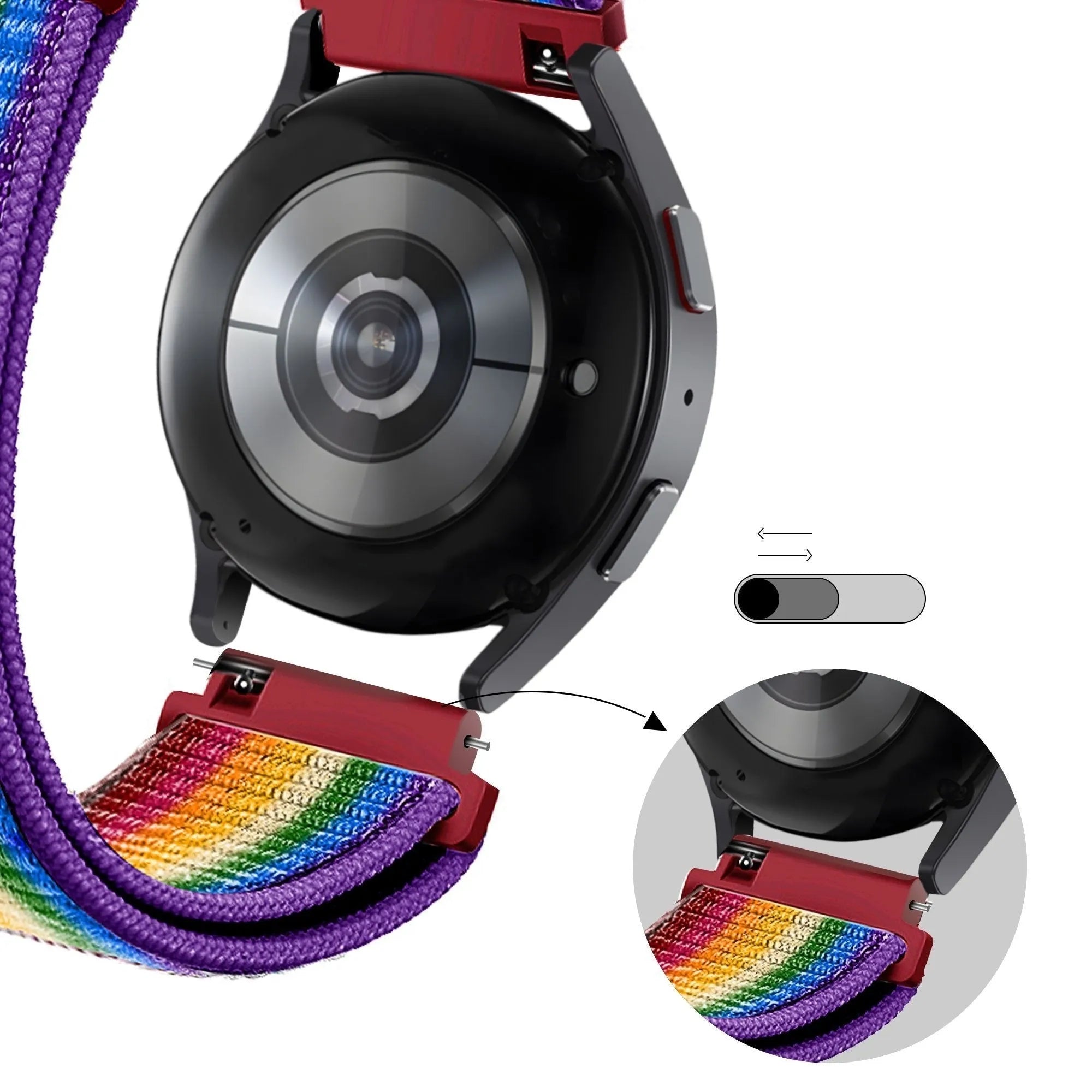 Bandz Amazfit Active 3 Premium Nylon Loop Strap (Rainbow)