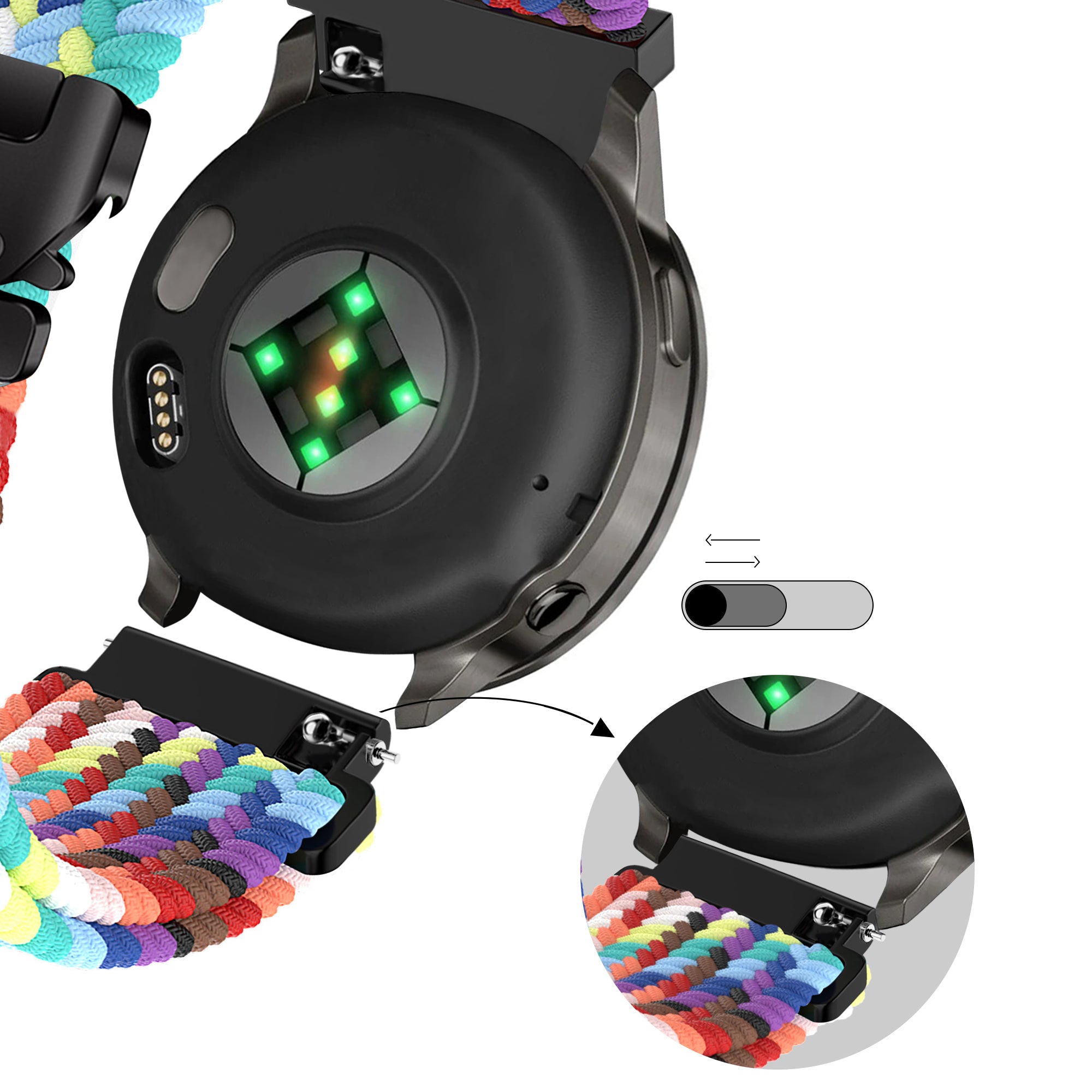 Bandz Correa trenzada ‘Parachute’ Garmin Venu 2s (arcoíris)