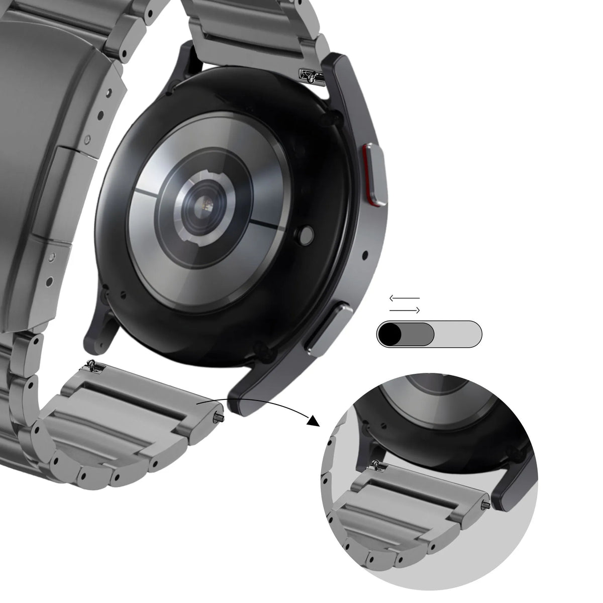 Bandz Correa sólido titanio Huawei Watch GT 3 Pro 46mm (grafito)
