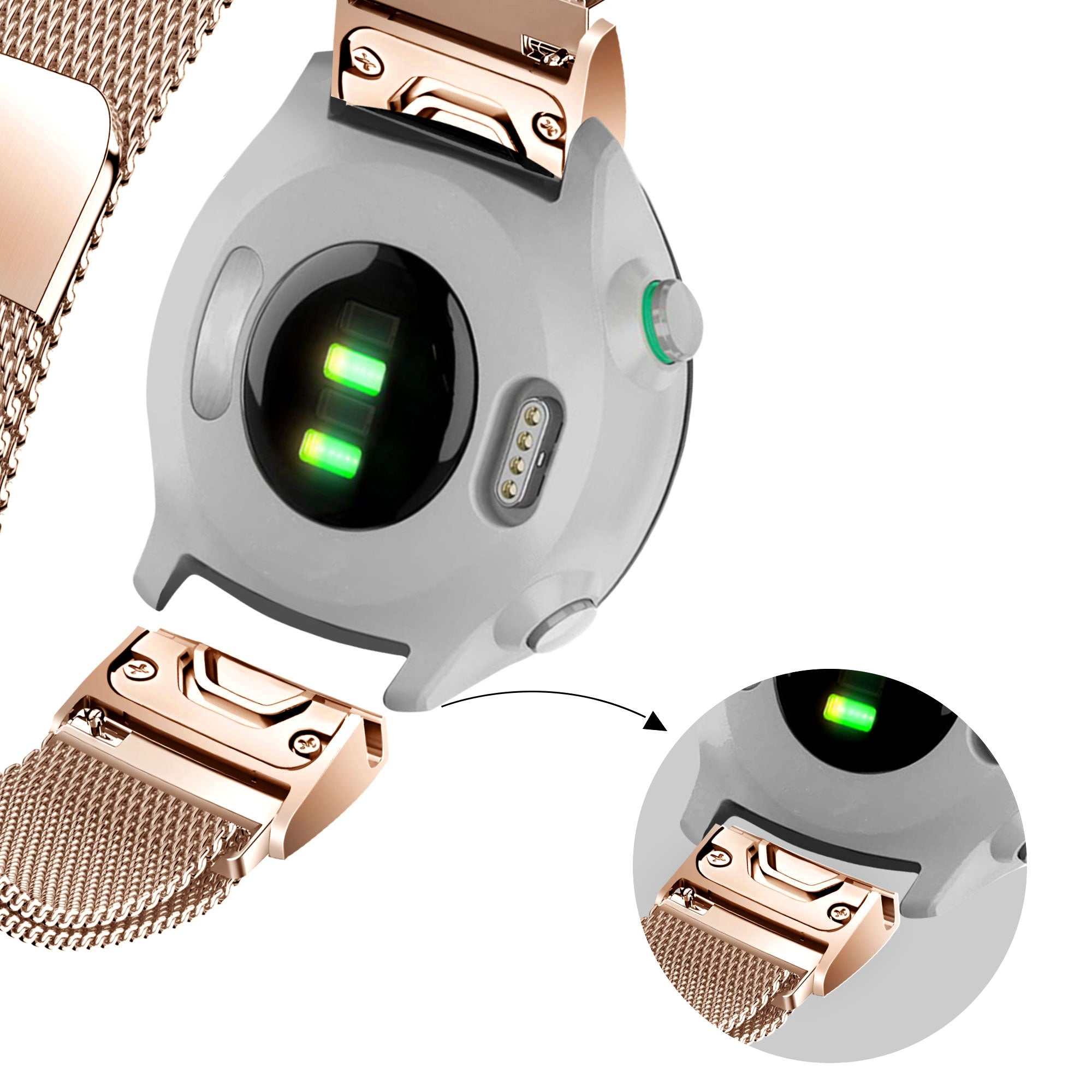 Bandz Correa milanesa Loop Garmin D2 Delta S (rosa dorado)
