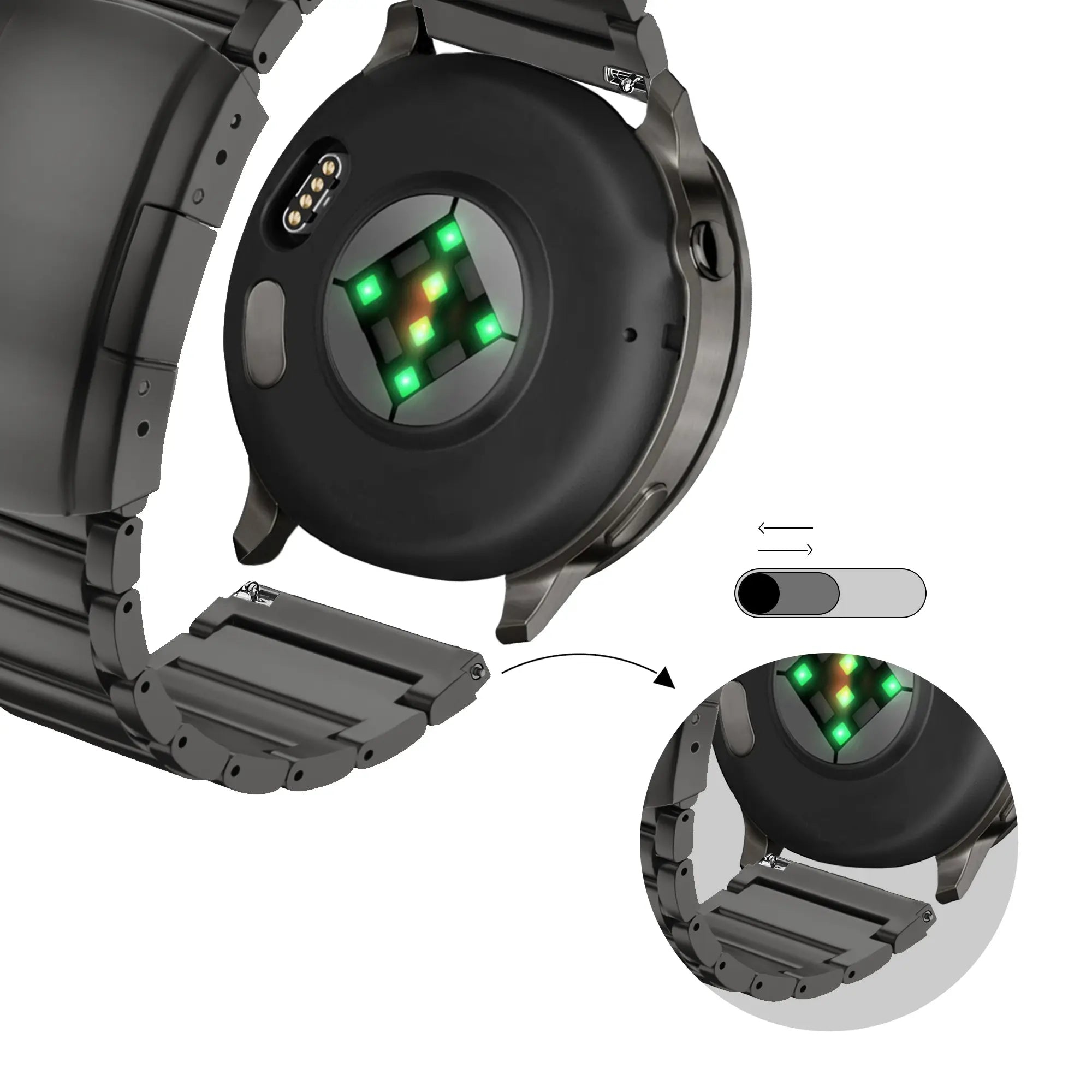 Bandz Correa titanio con eslabones Garmin Forerunner 255s (negro)