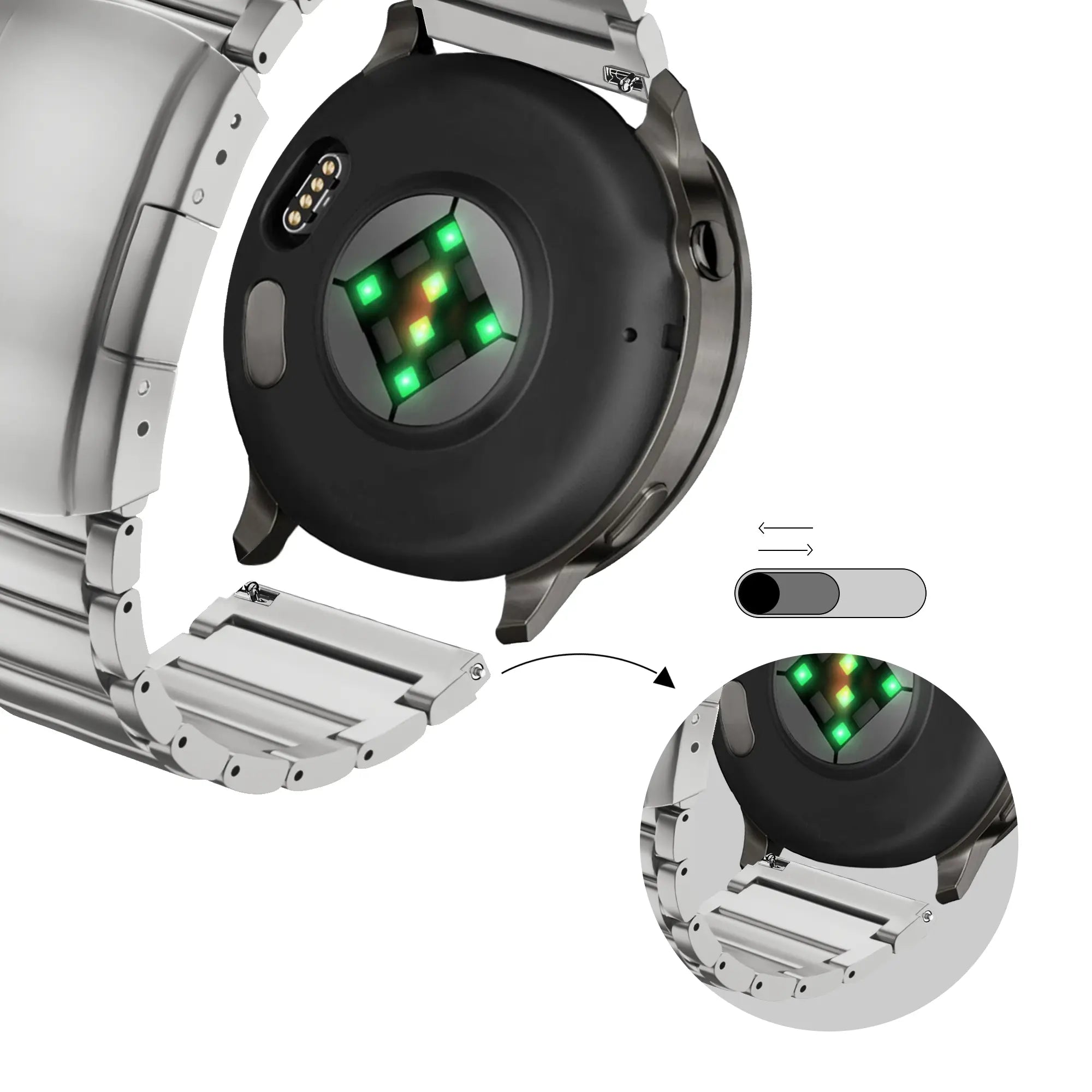 Bandz Correa titanio con eslabones Garmin Vivomove 3s (plata)