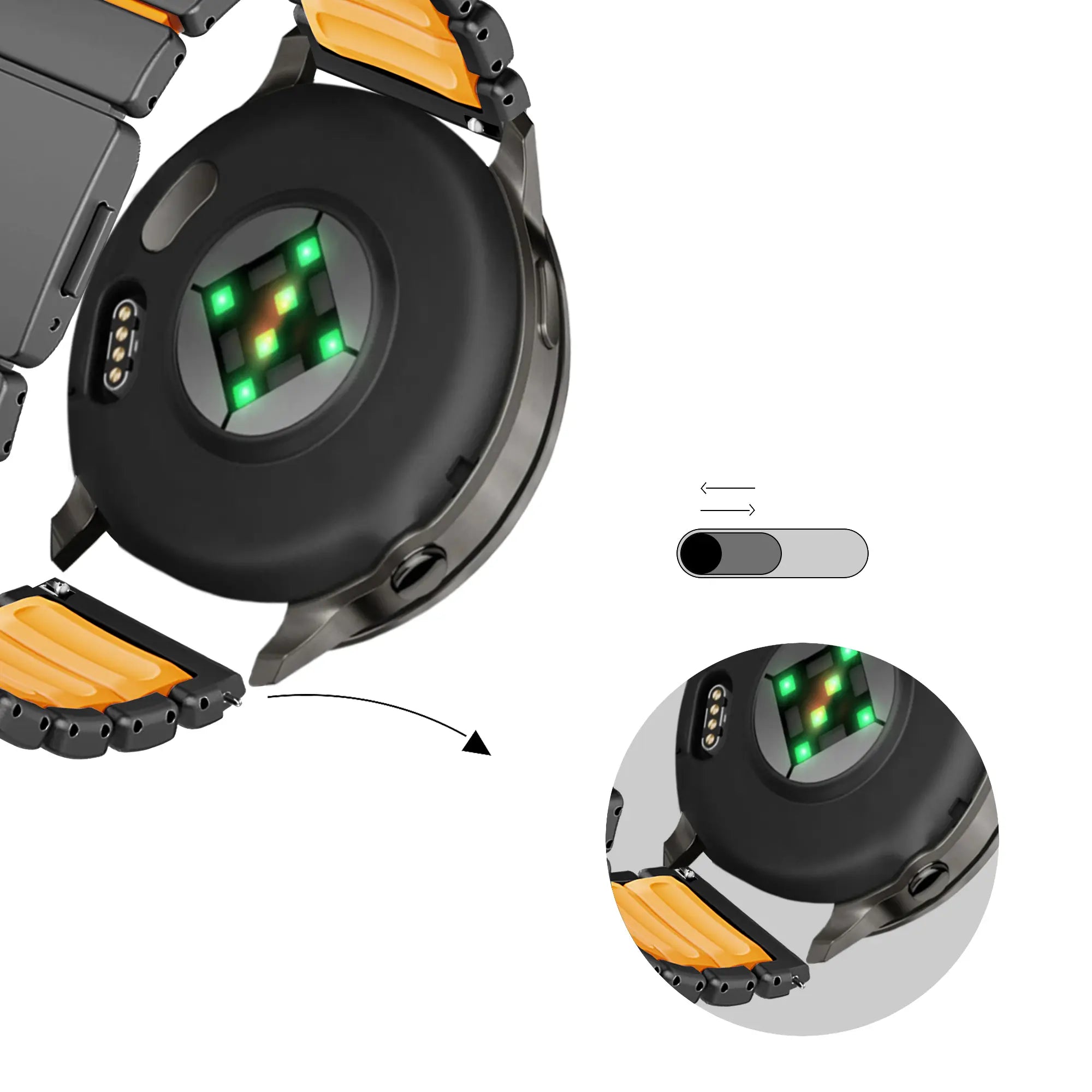 Bandz Correa titanio 'Hybrid' Polar Vantage V3 (negro/naranja)