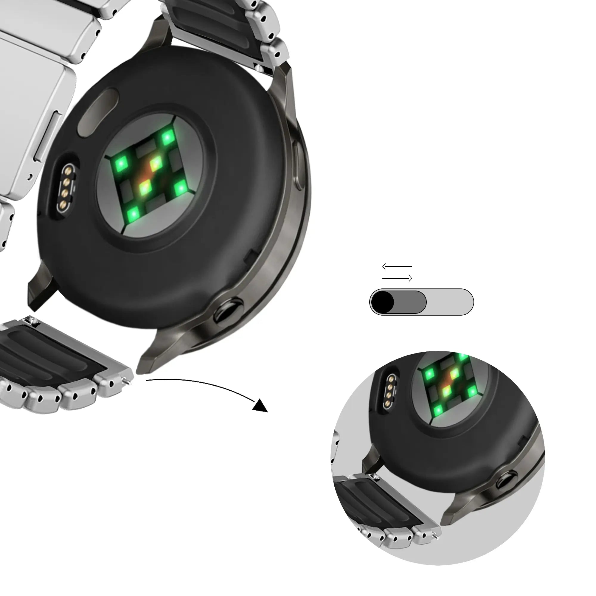 Bandz Suunto Run Titanium Strap 'Hybrid' (Titanium/Black)