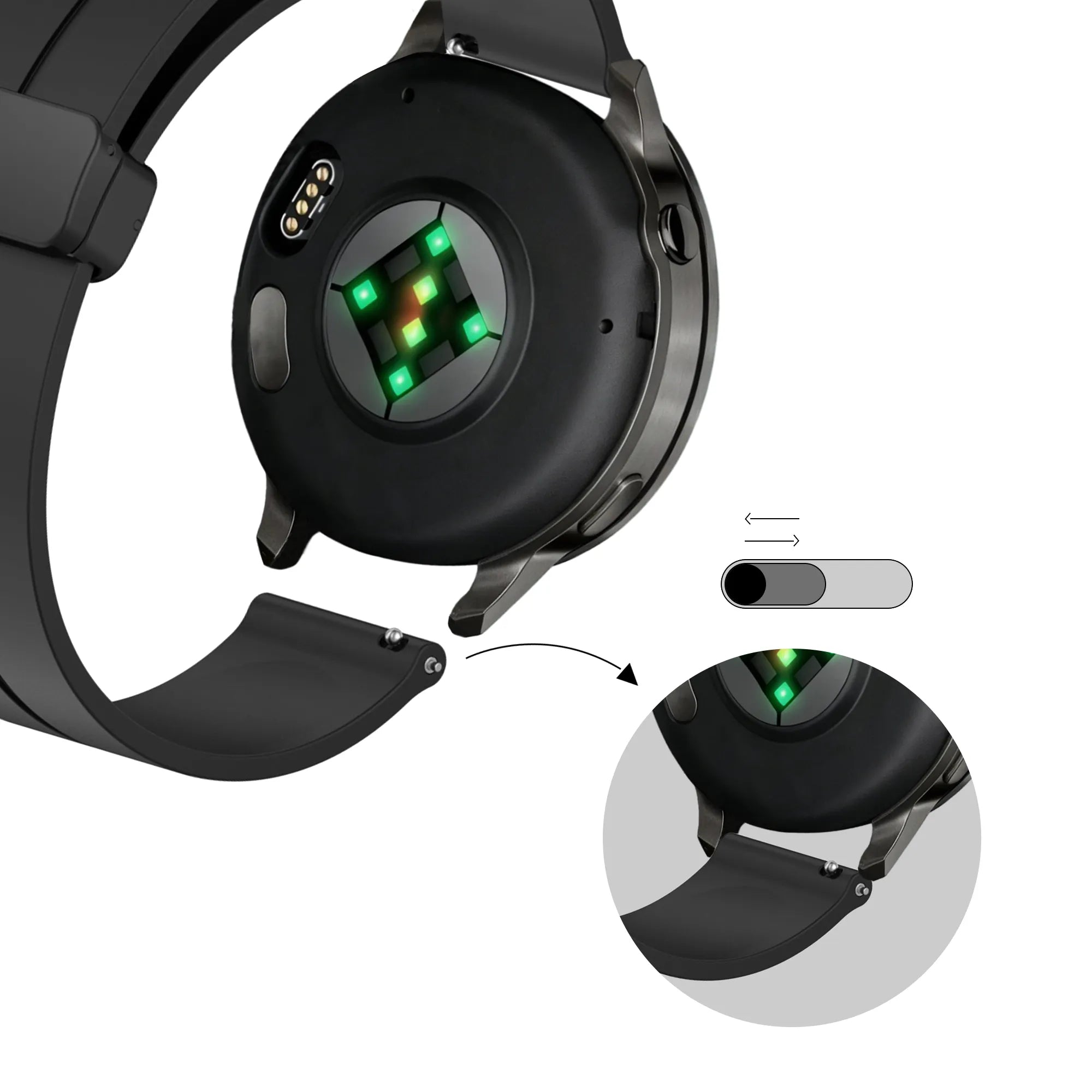 Bandz Correa silicona con hebilla Garmin Forerunner 245 (negro)