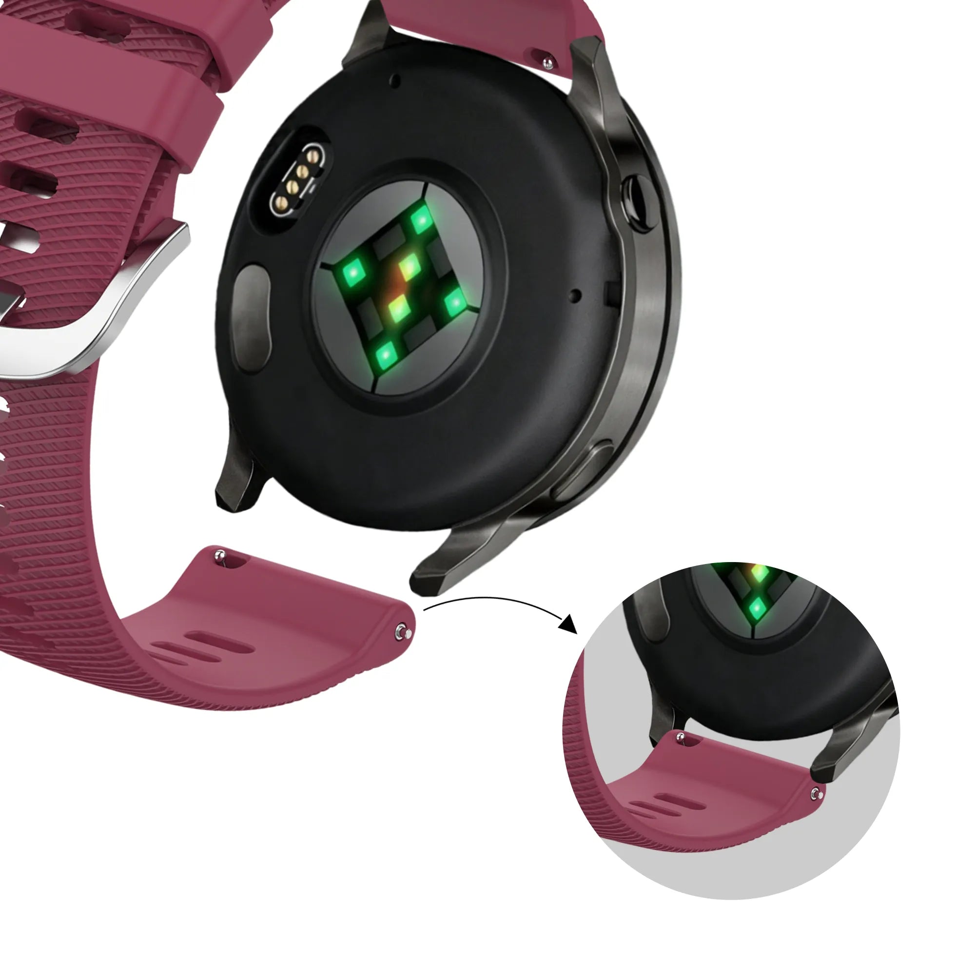 Bandz Correa silicona 'Deluxe' Garmin Vivoactive 4s (rojo vino)