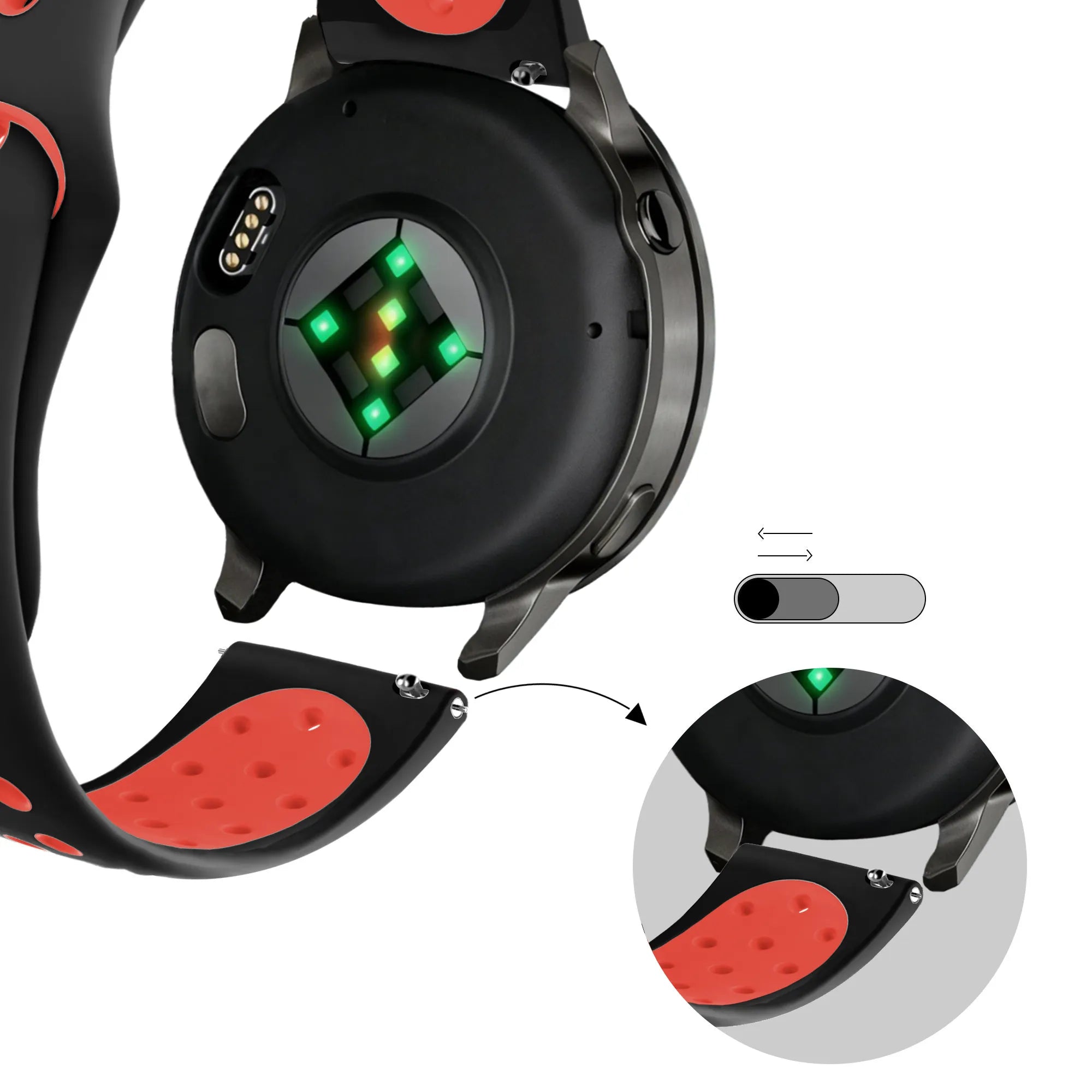 Bandz Correa deportiva 'Deluxe' Garmin Forerunner 55 (negro/rojo)