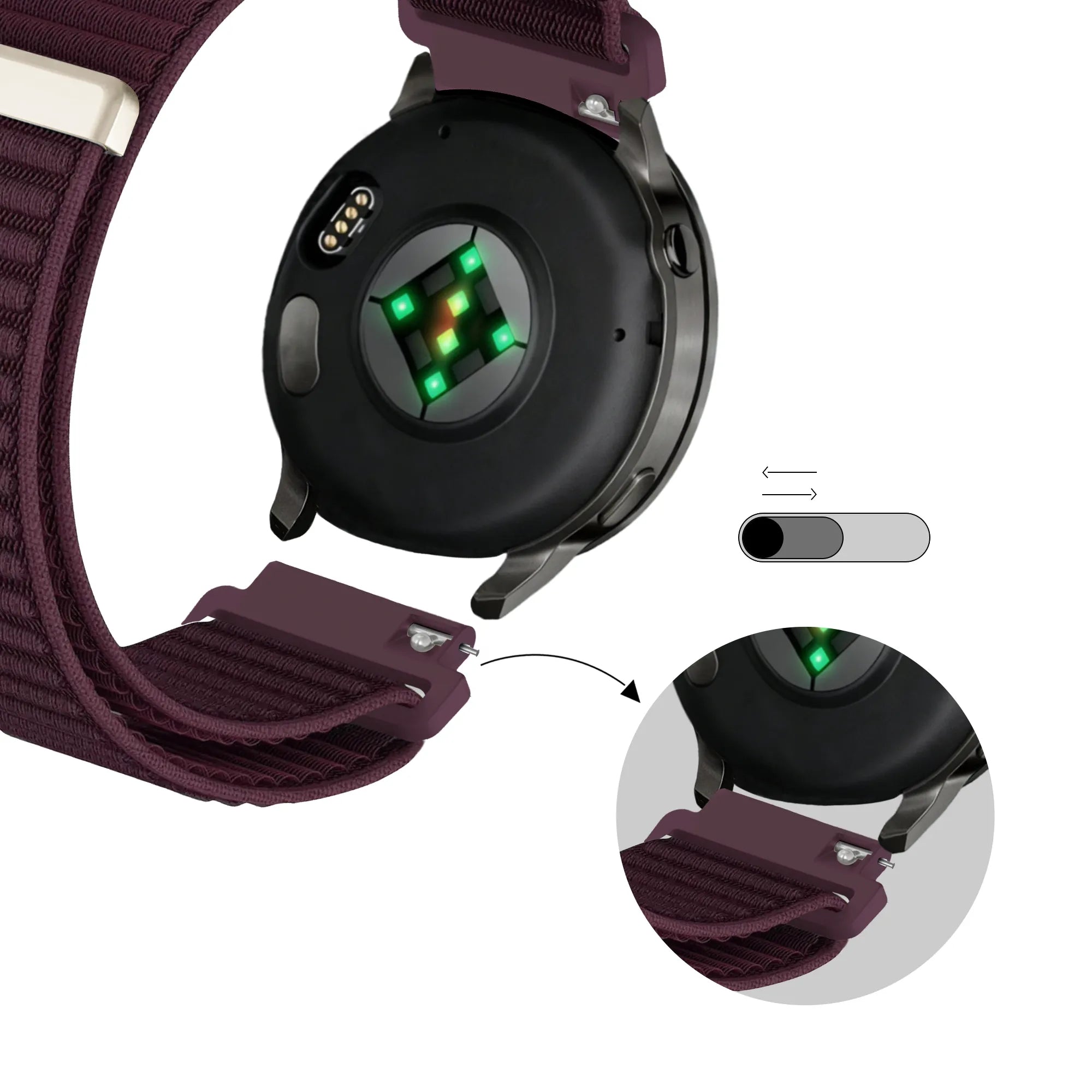 Bandz Garmin Vivoactive 3 Nylon Strap 'Wave' (Dark Purple)