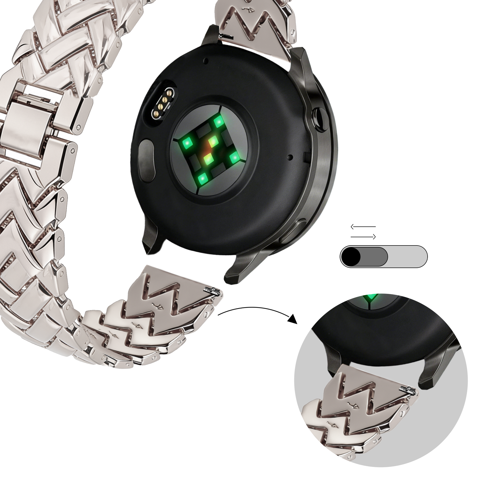 Bandz Correa metálica 'V-Type' Withings Steel HR - 36mm (blanco estrella)