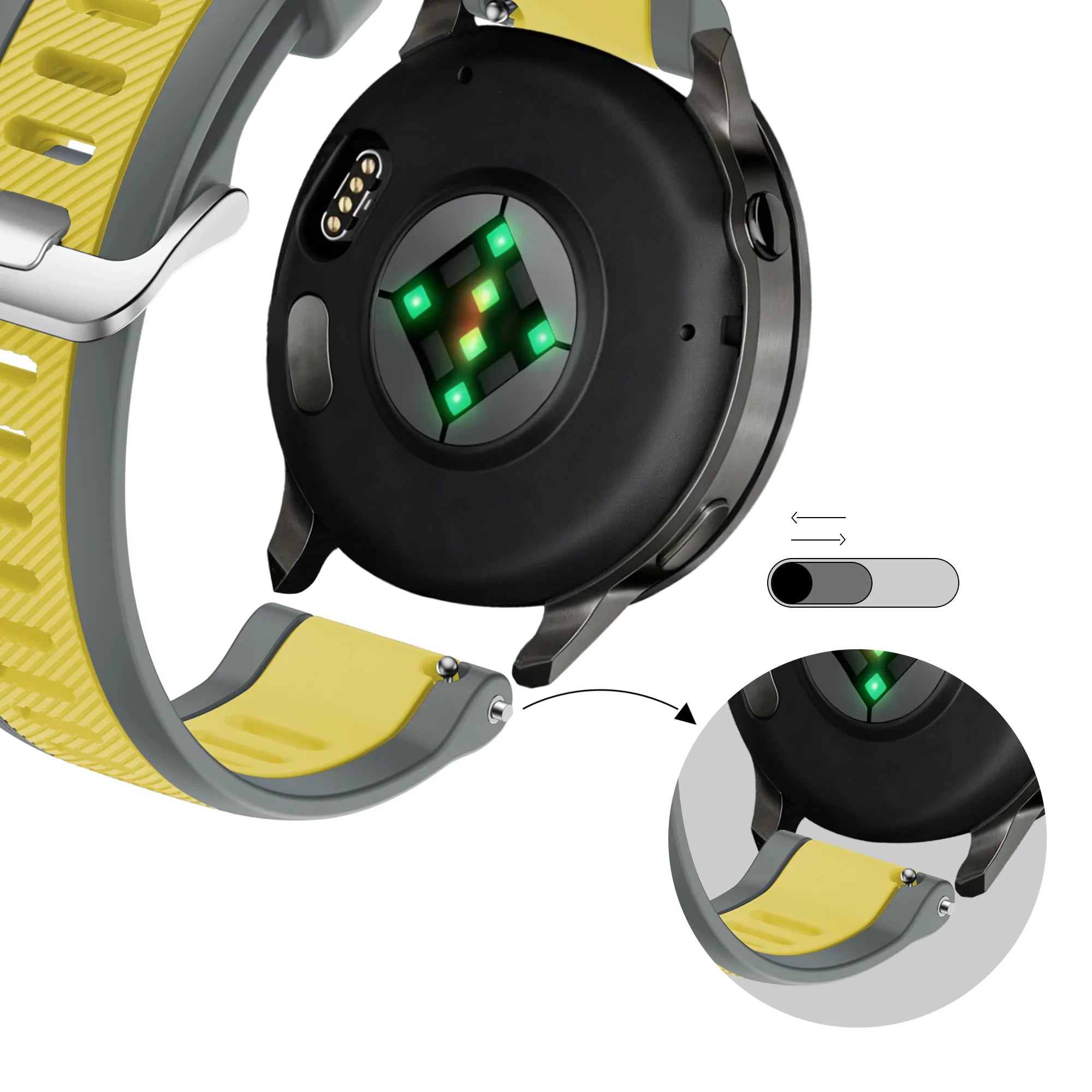 Bandz Correa deportiva 'Doble' con hebilla Garmin D2 Air X15 (gris/amarillo)