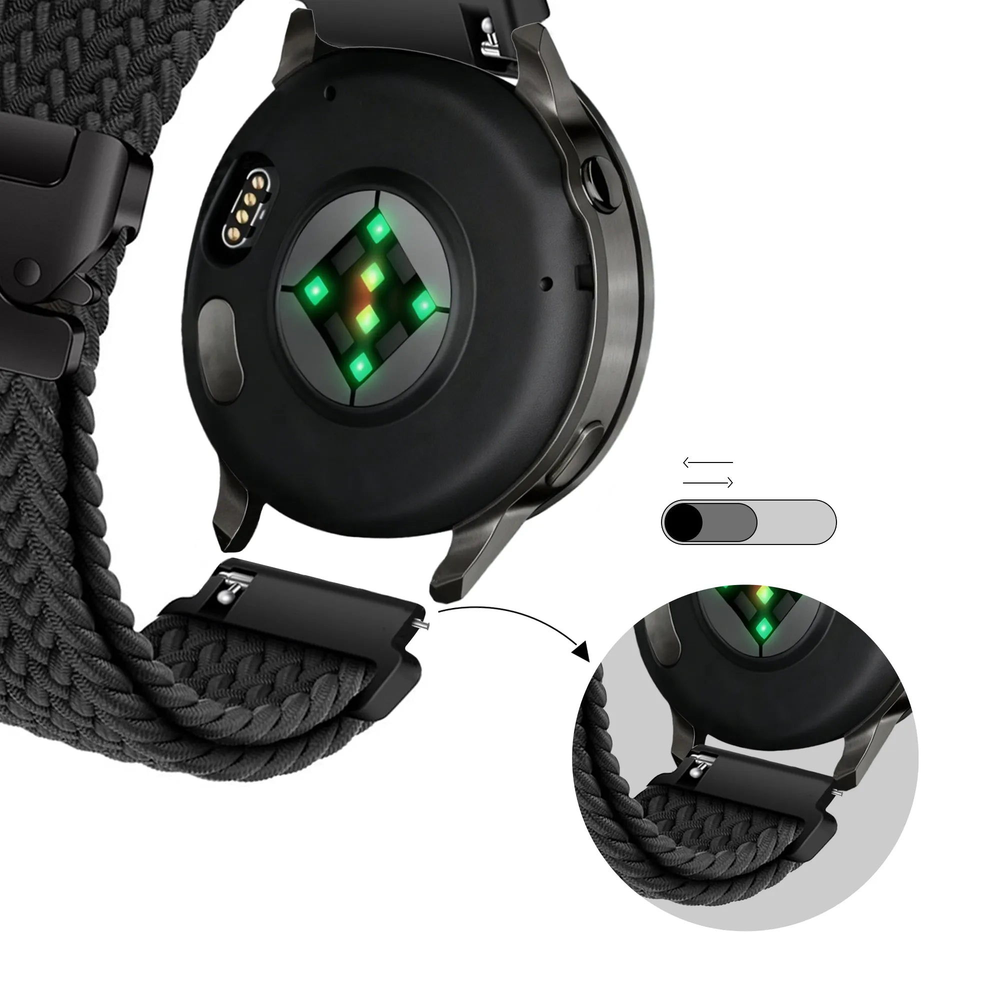 Bandz Garmin Vivoactive 4 Braided Strap 'Parachute' (Black)
