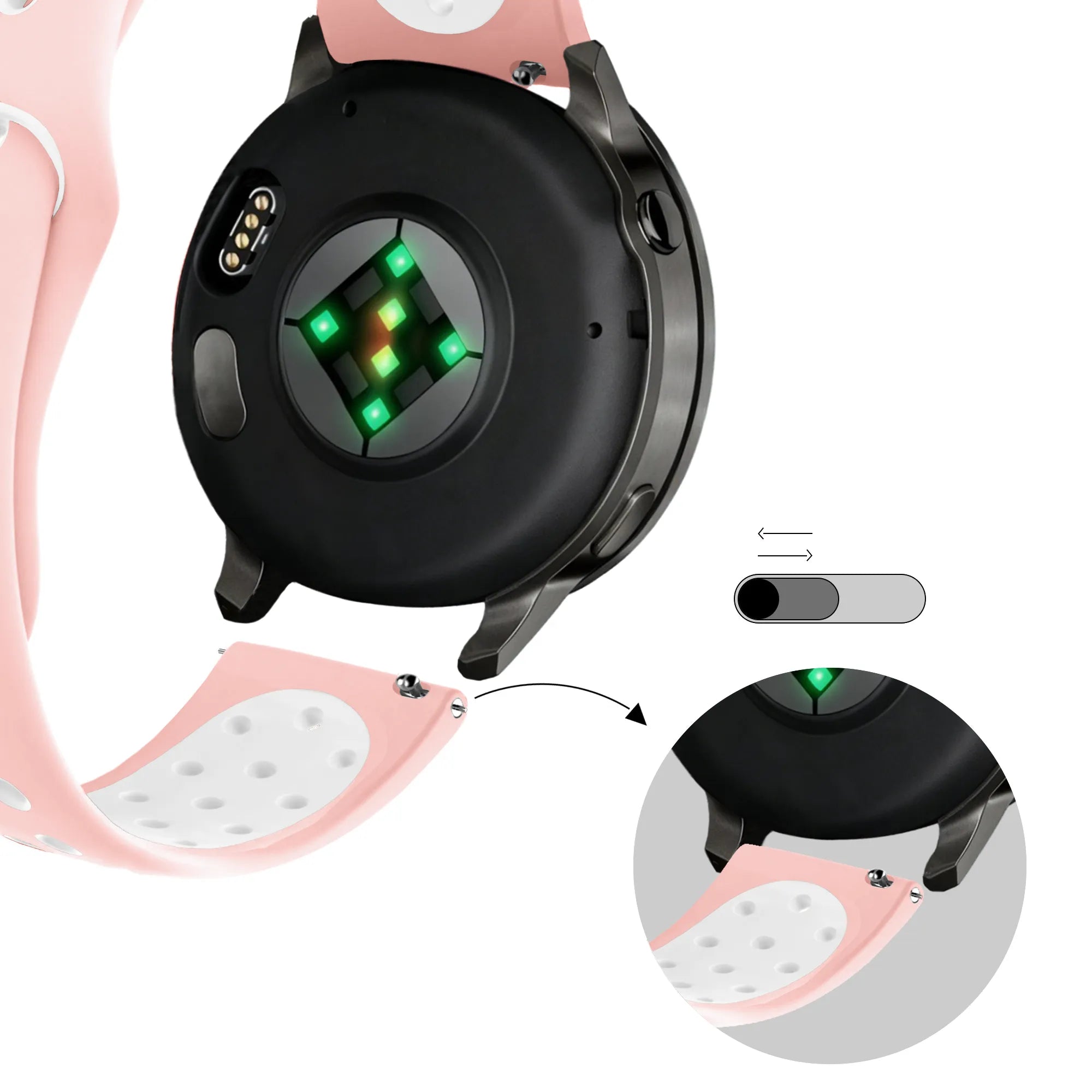 Bandz Correa deportiva 'Deluxe' Garmin Vivomove HR (rosa/blanco)