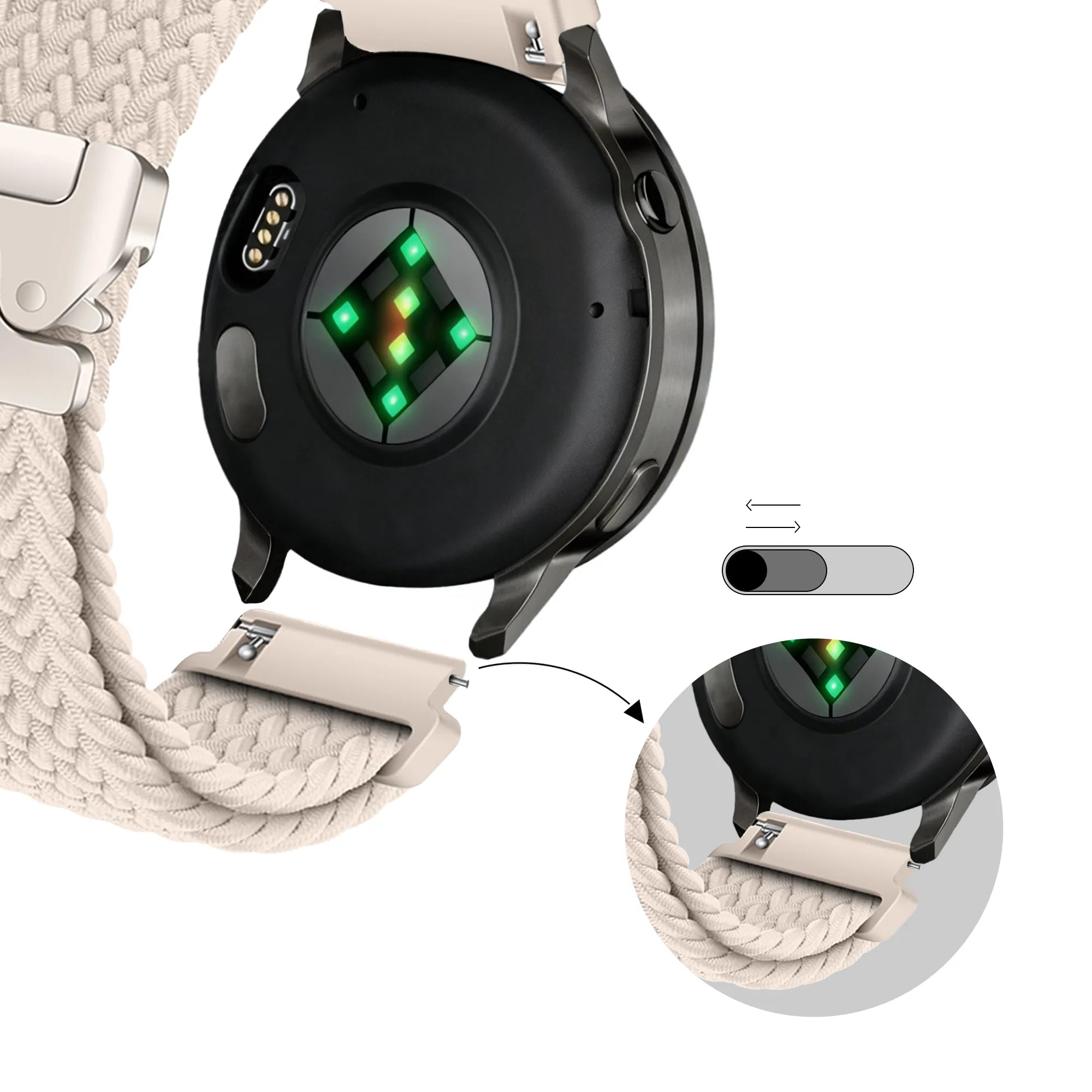 Bandz Correa trenzada 'Parachute' Garmin Venu 3s (blanco estrella)