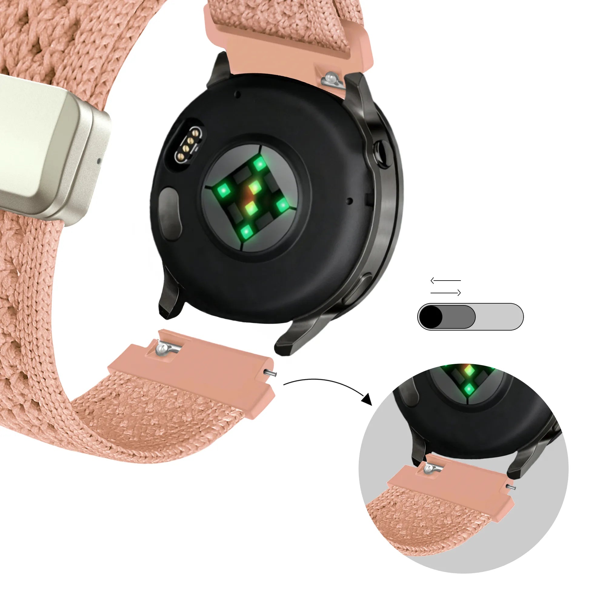 Bandz Correa nylon Vintage Garmin Forerunner 570 - 42mm (rosa antiguo)